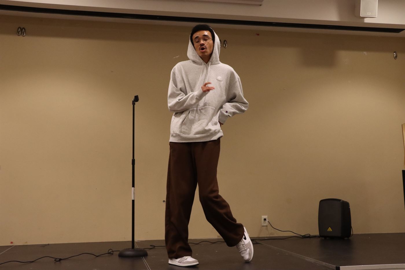 Senior Lance Trusty performs at the Open Mic hosted at the Student Center Rathskeller.