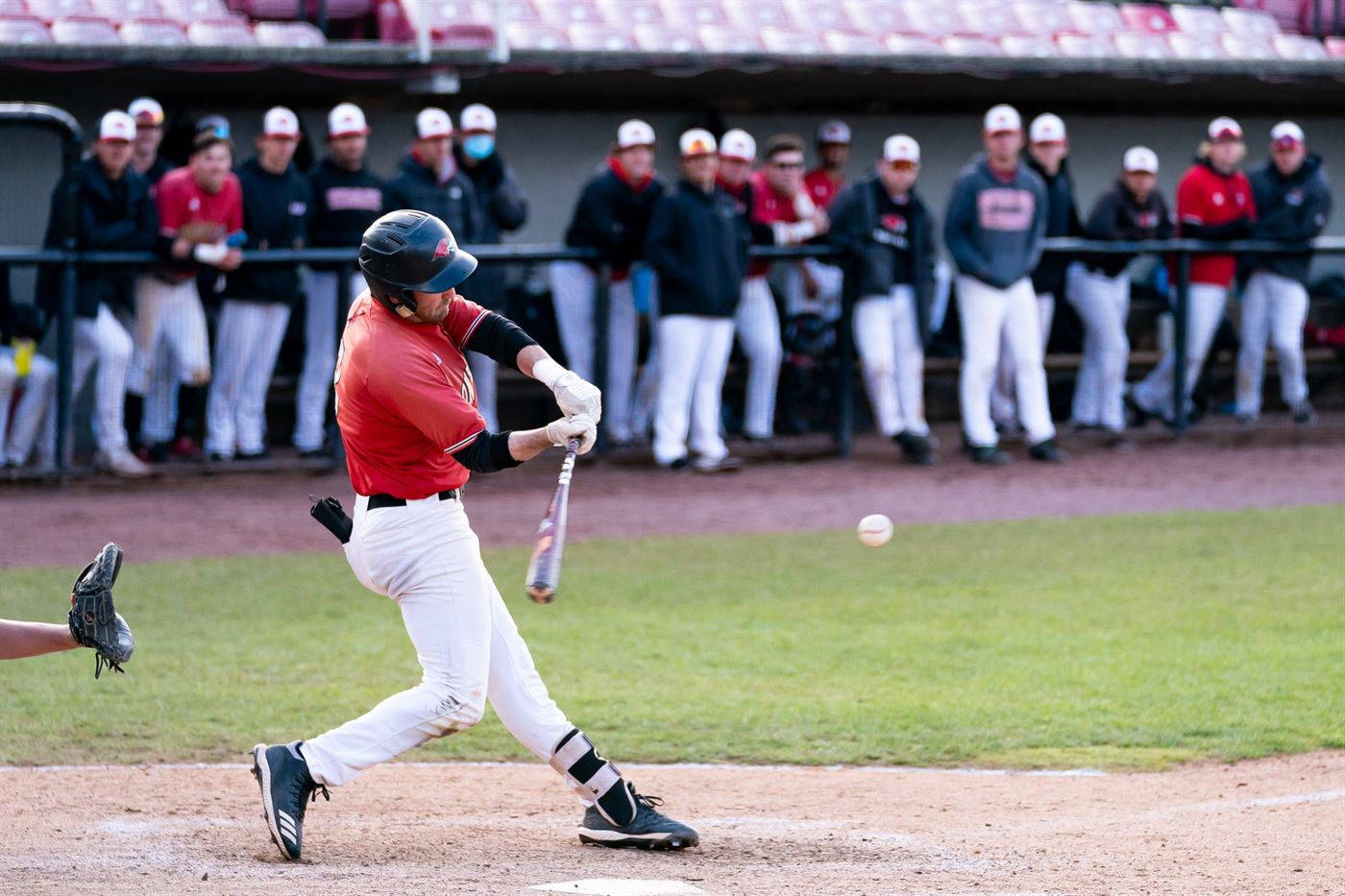 A Montclair State player takes a swing at the ball. Chris Krusberg | The Montclarion