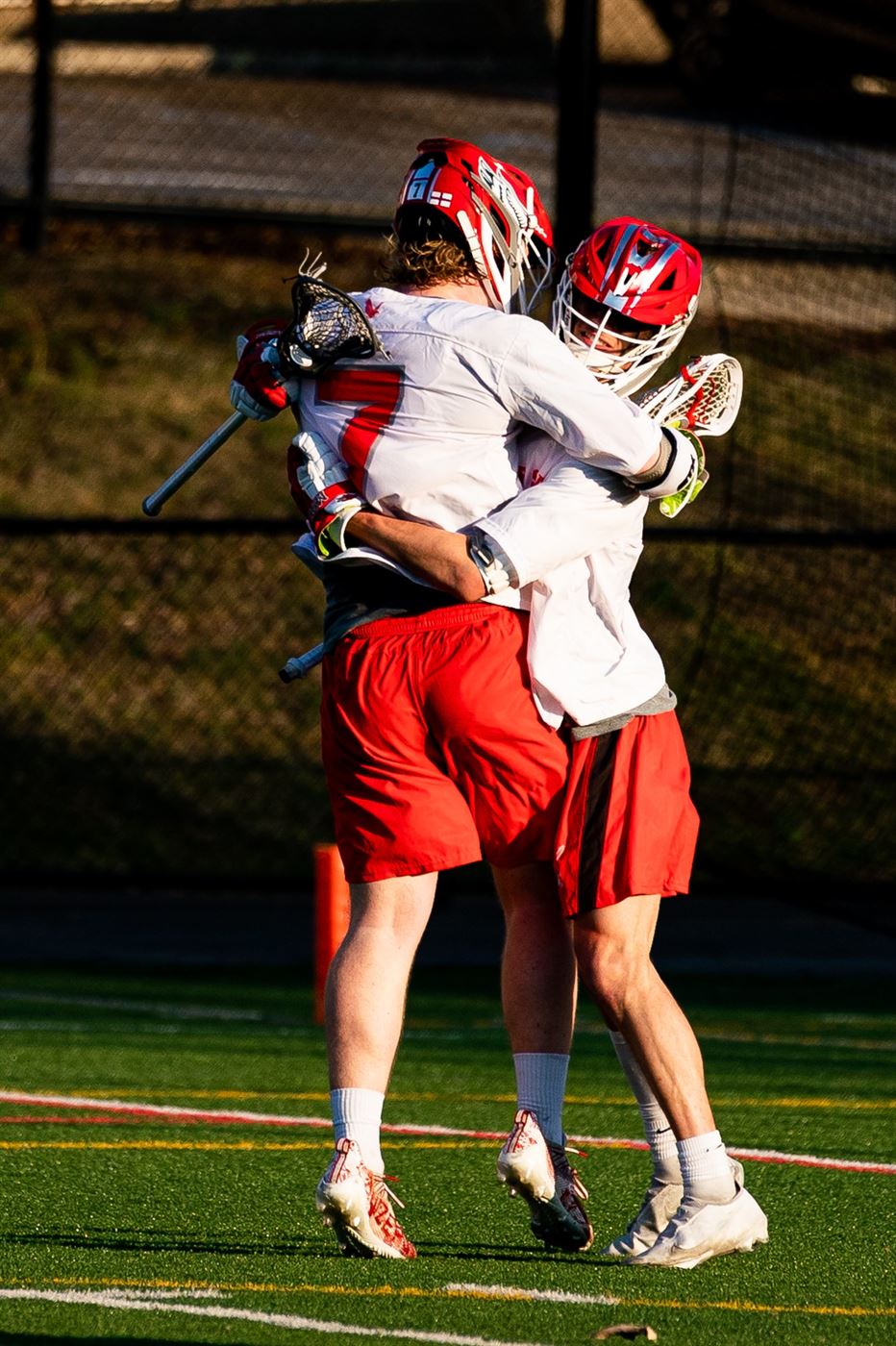 Boyle hugs his teammate after a goal scored. Chris Krusberg | The Montclarion