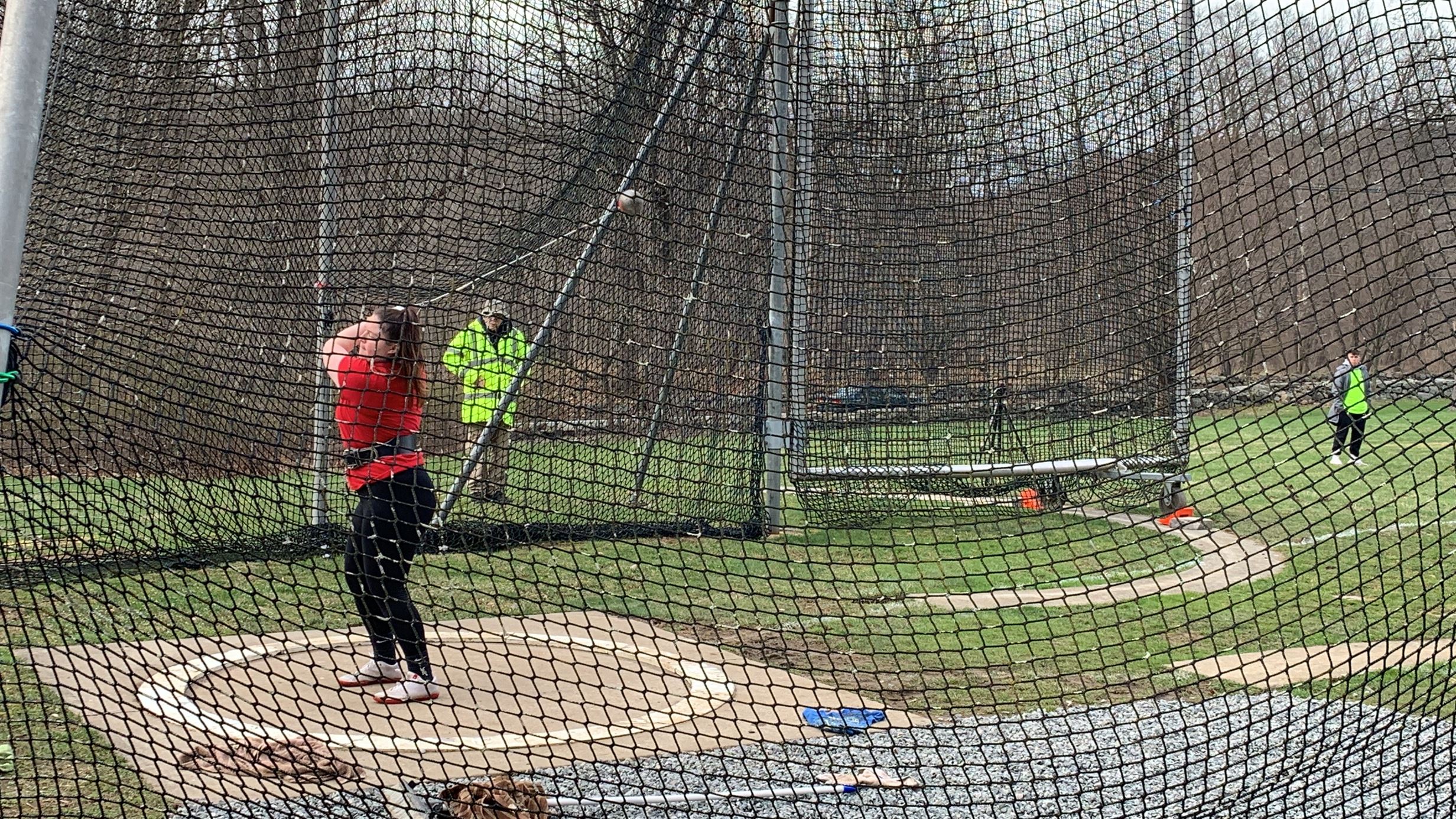 Mastroianni competes in the hammer throw (shown here), discus and shot put. Photo courtesy of Tara Mastroianni