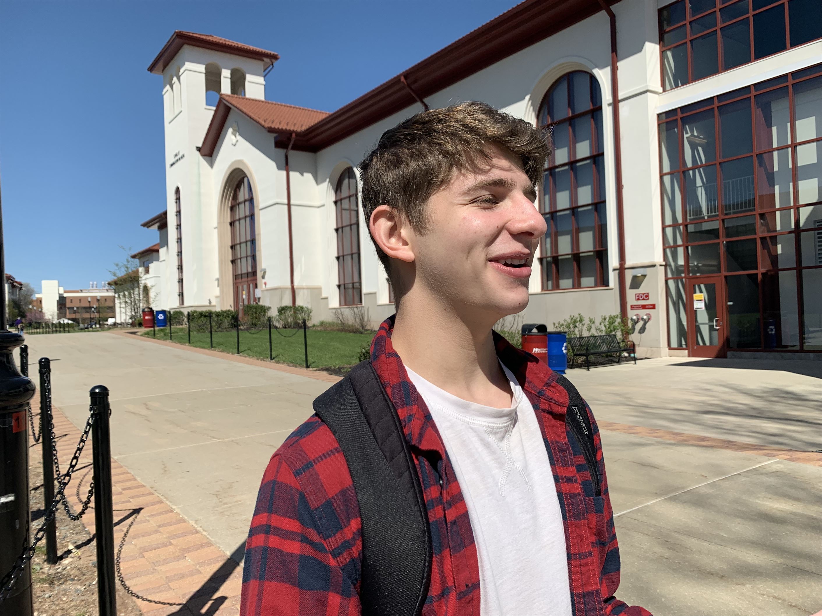 Drew Raskin, a freshman film and television major, shared what he felt was important about in-person theaters. Aidan Ivers | The Montclarion