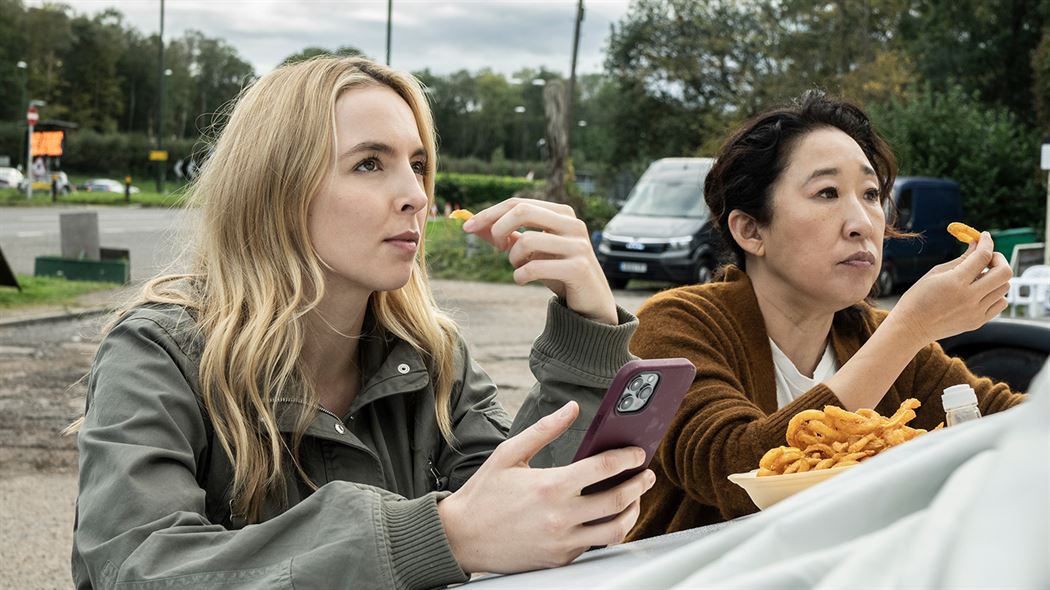 Villanelle (Jodie Comer) and Eve (Sandra Oh) share a meal. Photo courtesy of BBC America