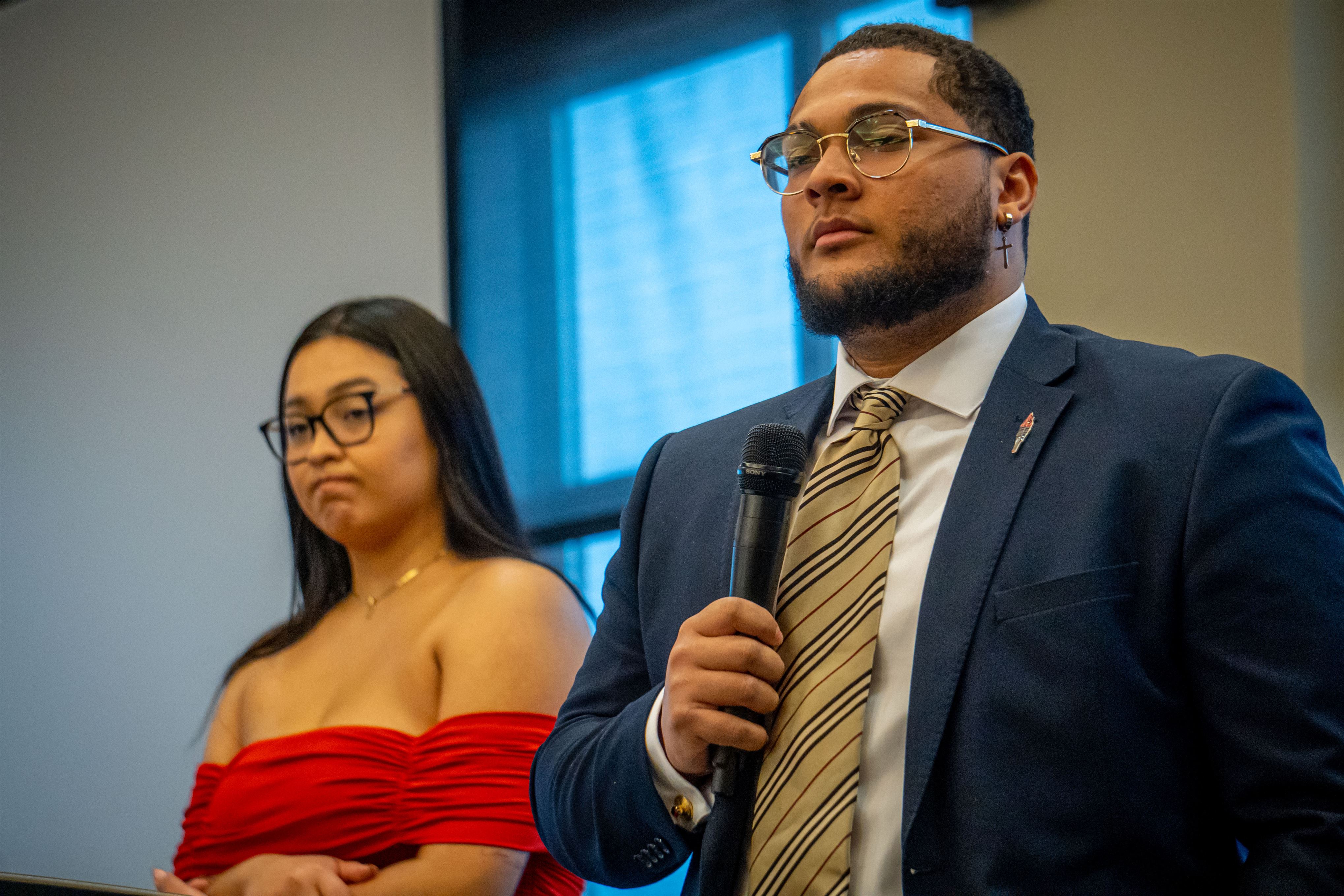 The executive vice president of SGA, Karla Farfan-Miguel (left) and