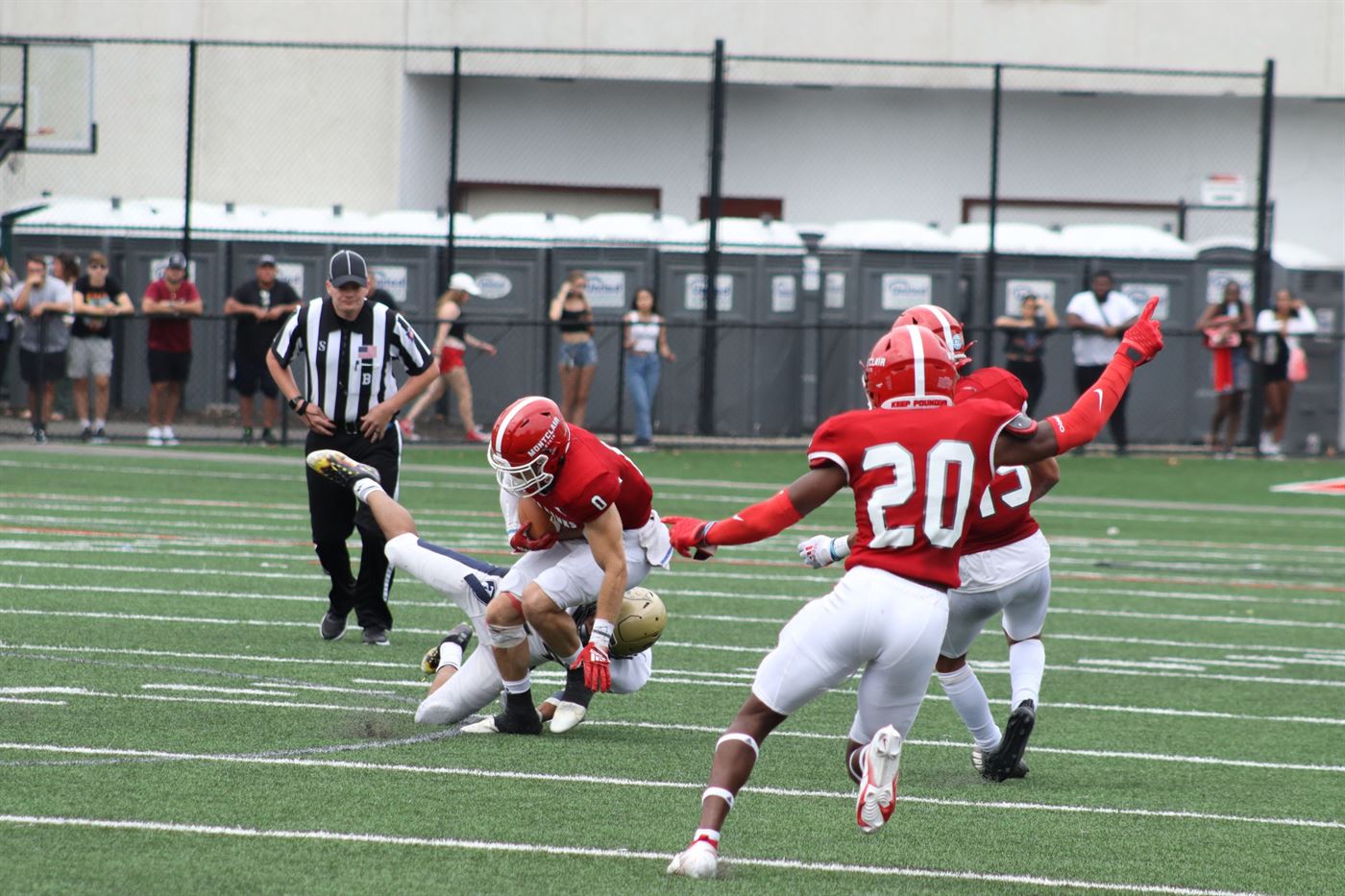 In his fifth year with the Red Hawks, Mike Ramos is already pulling off spectacular interceptions. Trevor Giesberg | The Montclarion