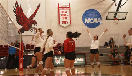 Delaney St. Pierre and the Red Hawks have great reason to celebrate after the performance they put on in the tri-match. Dani Mazariegos | The Montclarion