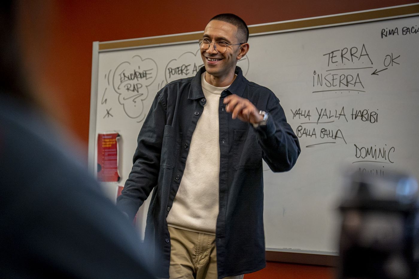 Amir Issaa teaches students the technicalities of rap. Lynise Olivacce | The Montclarion