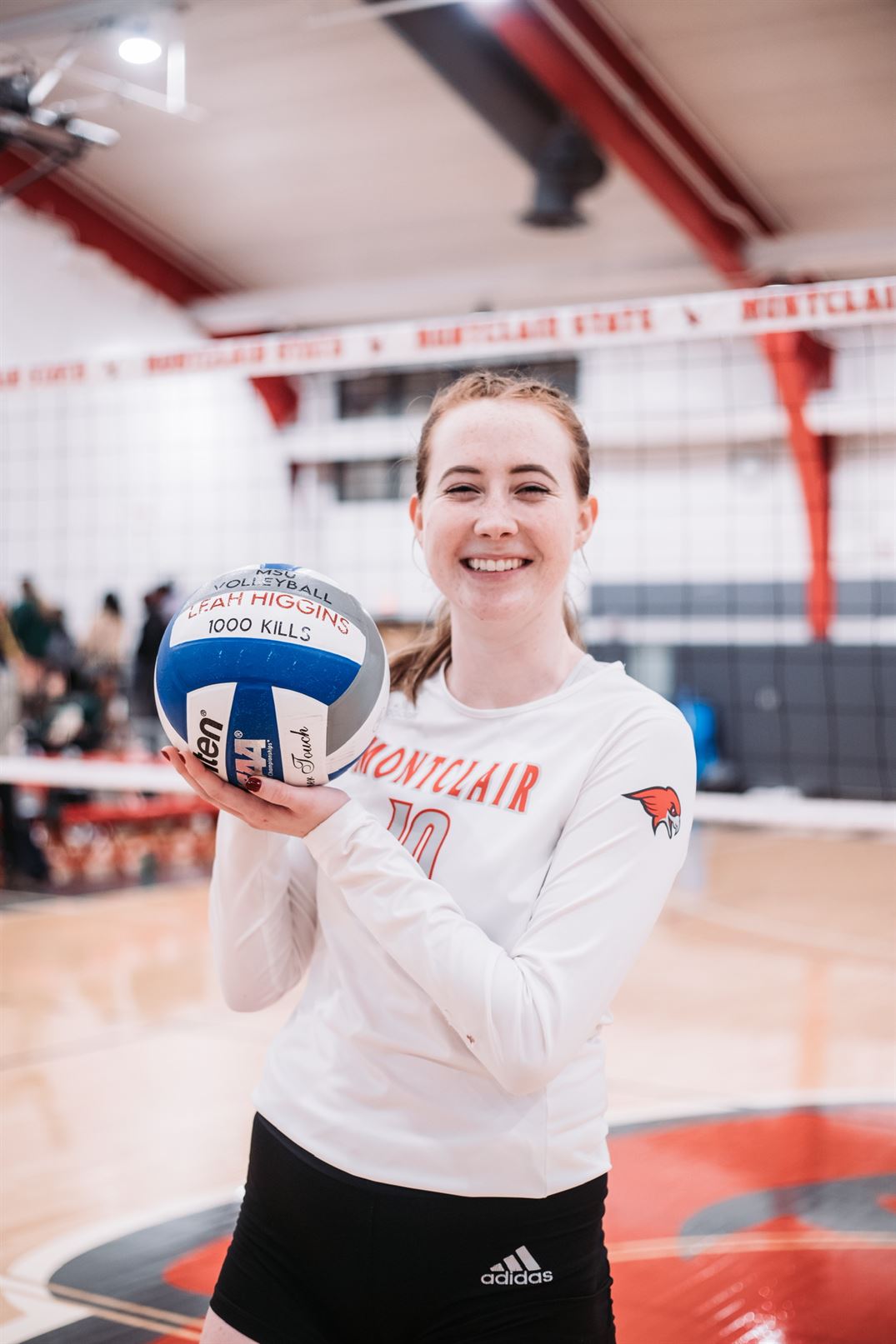 A commemorative volleyball was made for Leah Higgins after she accomplished the milestone. Dan Dreisbach | The Montclarion