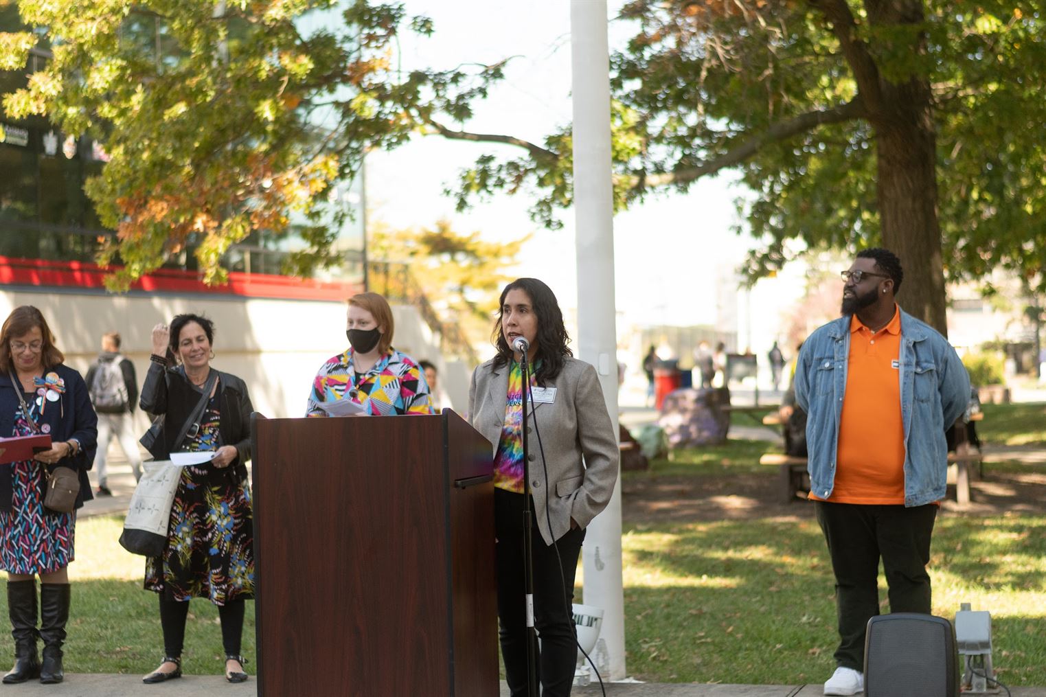 Staff and students from Montclair State University come to celebrate National Coming Out Day. Anna McCabe | The Montclarion