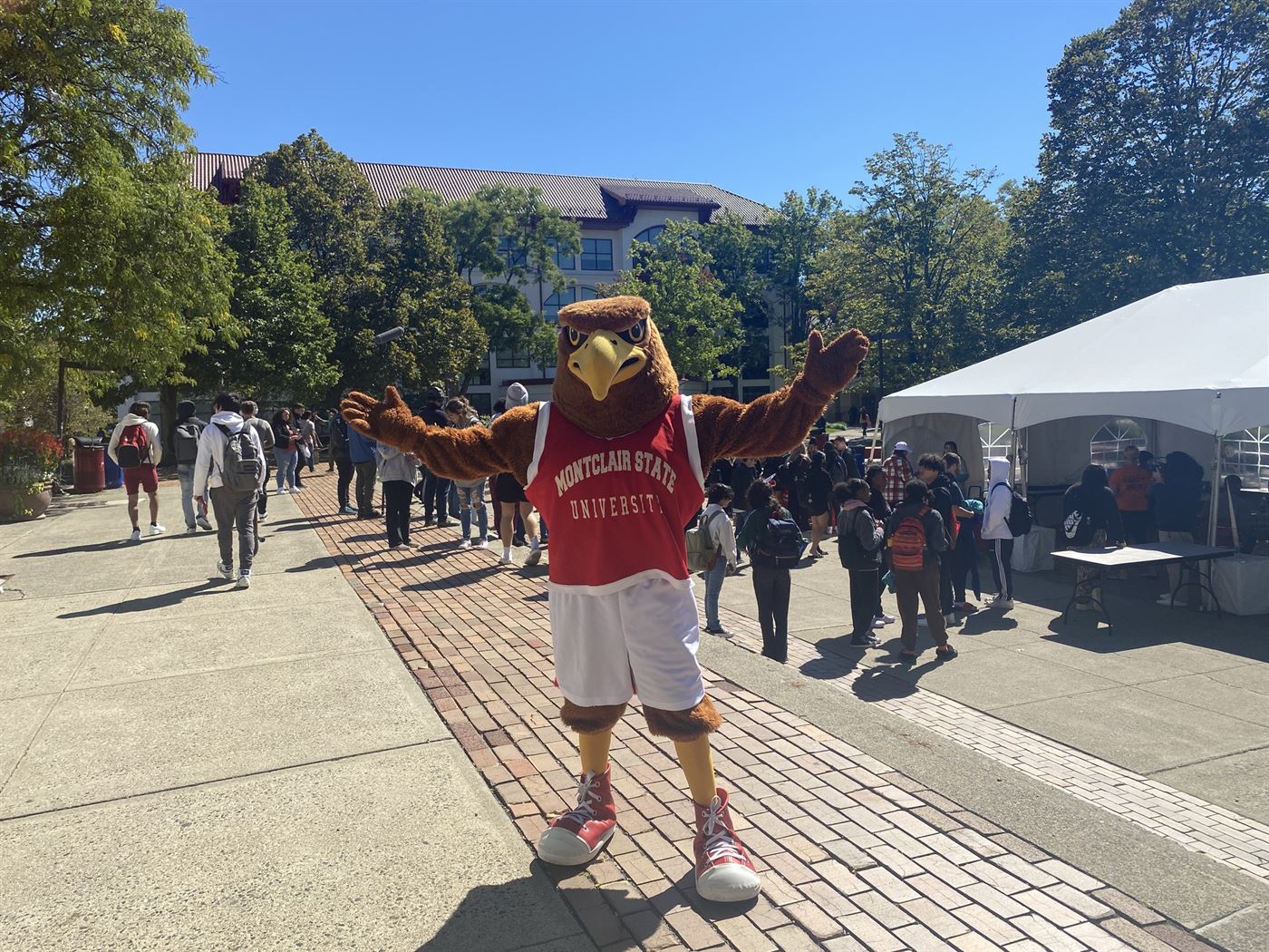 Rocky the Red Hawk made an appearance at the filming location, Montclair State's Psychic Fair. Photo courtesy of Jackie Memoly