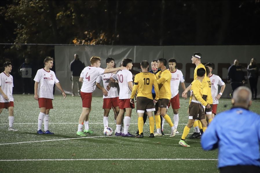 Tempers flared at the end of the game after Rowan scored their second of three goals. Dan Dreisbach | The Montclarion