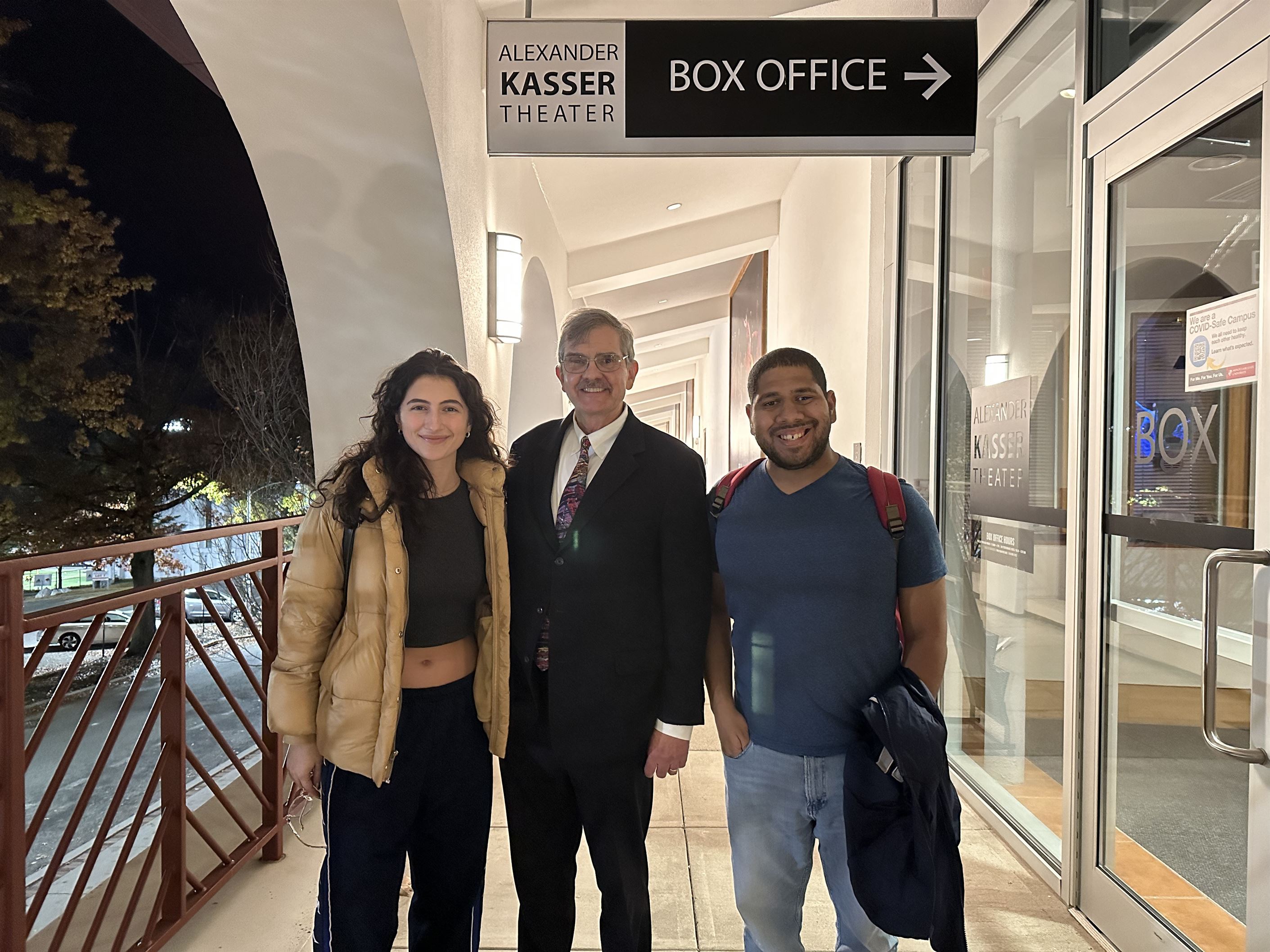 (left to right): Sofia Ambrosio, Professor Christopher Parker and Alex Paulino attended the performance. Stephanie Arias | The Montclarion
