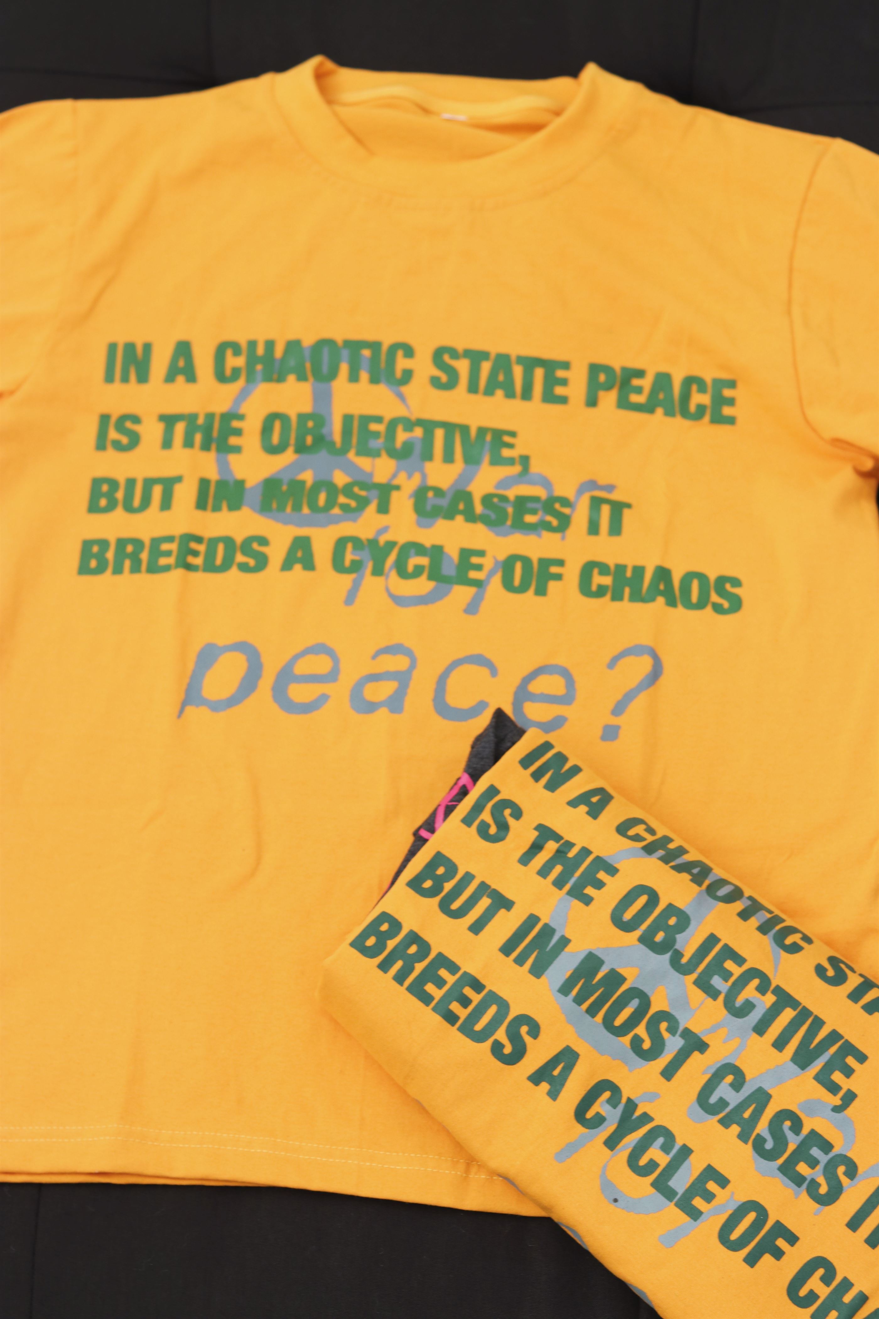 The War for Peace shirt displayed.