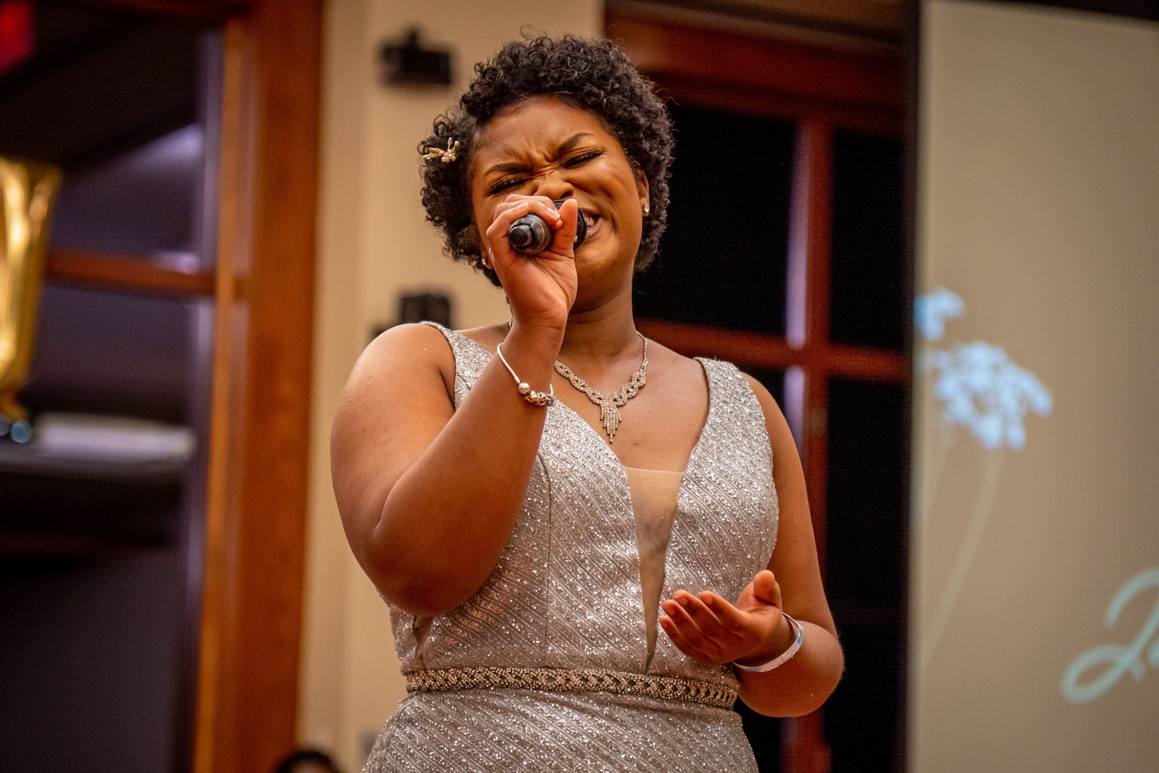 Jasmine Jackson sings her song 'New Blessings.' 
Lynise Olivacce | The Montclarion
