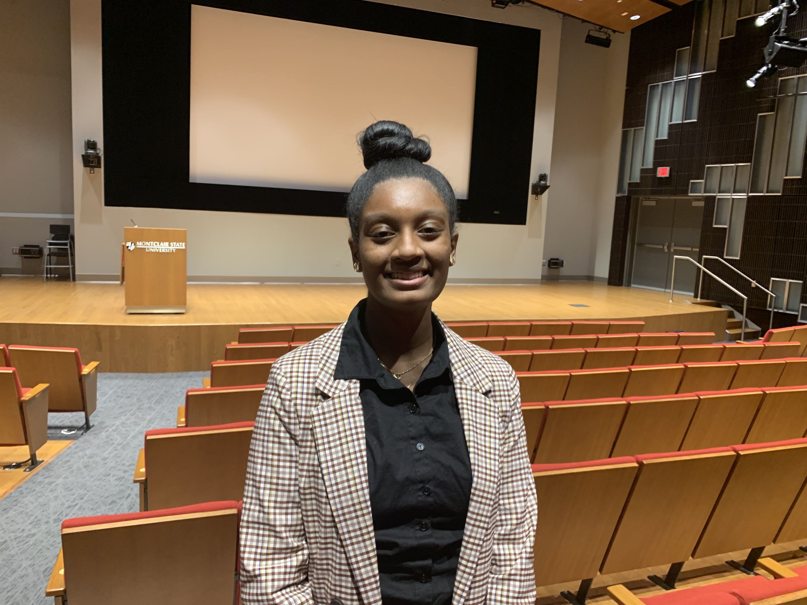 Aamani Jenkins, a freshman communication and media studies major, won second place in the Fall 2022 Dannis B. Eaton Speech Competition. Aidan Ivers | The Montclarion