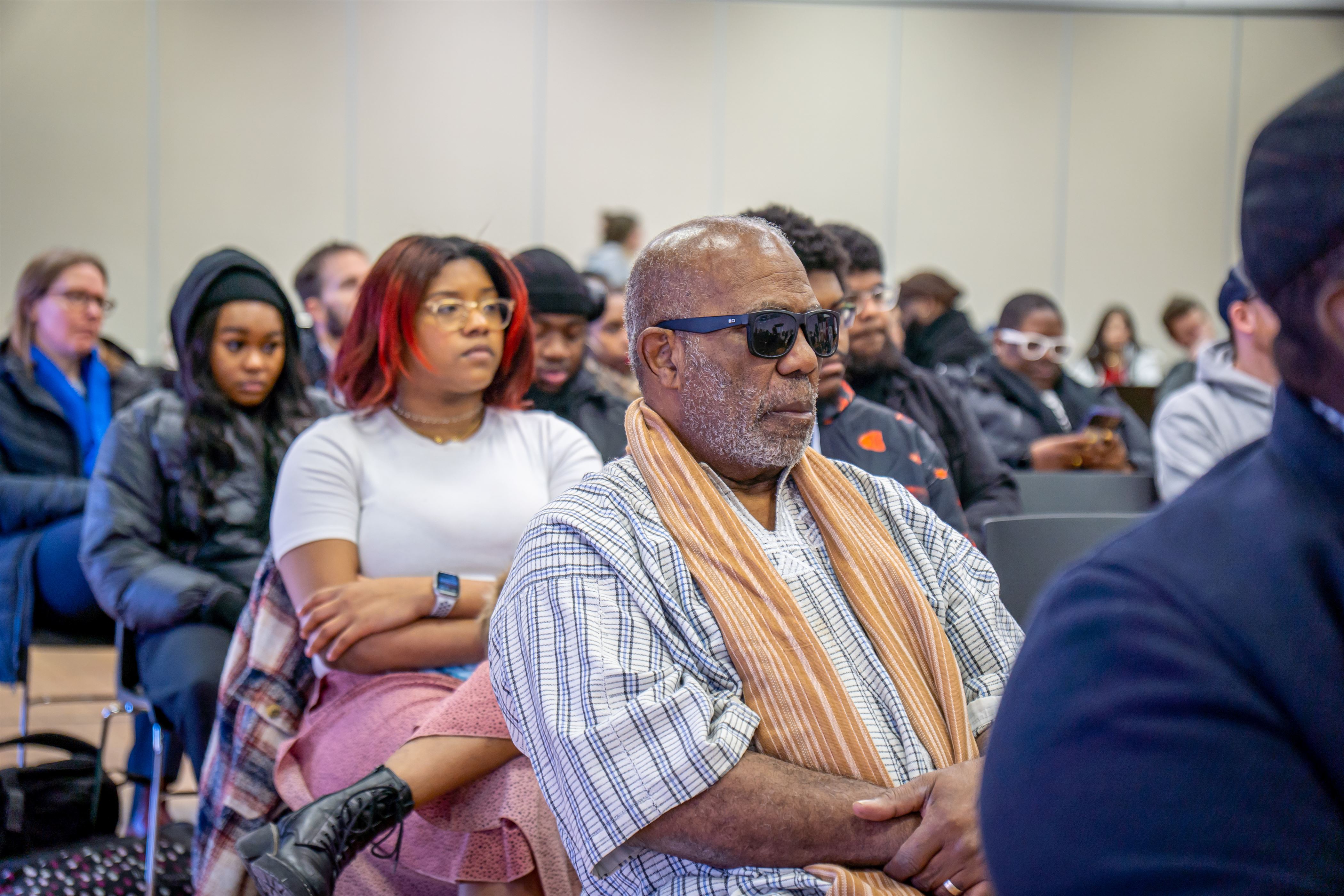 People listen to the speakers discuss Black leaders. Lynise Olivacce | The Montclarion