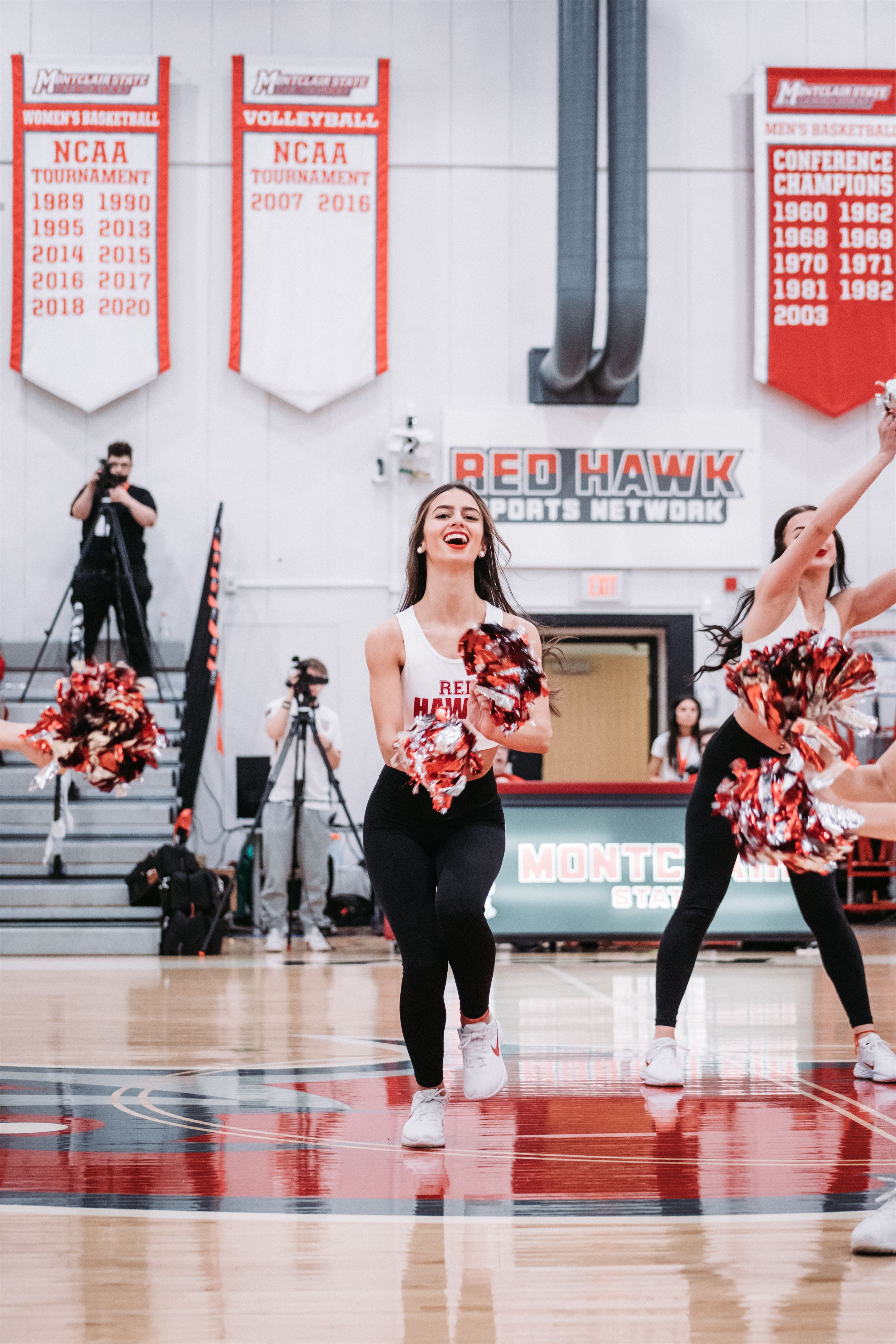 The Montclair State dance team puts on a performance during halftime. Dan Dreisbach | The Montclarion