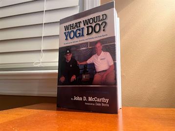 McCarthy, alongside Yogi Berra, on the cover of his book. Photo courtesy of Frankie Rizzo