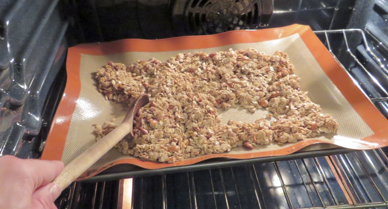 Every 20-30 minutes, mix the granola as it bakes.
Courtney Lockwood | The Montclarion