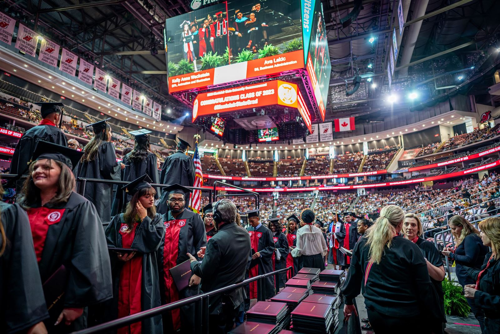 Students exit the Prudential Center after receiving their diplomas. Karsten Englander | The Montclarion
