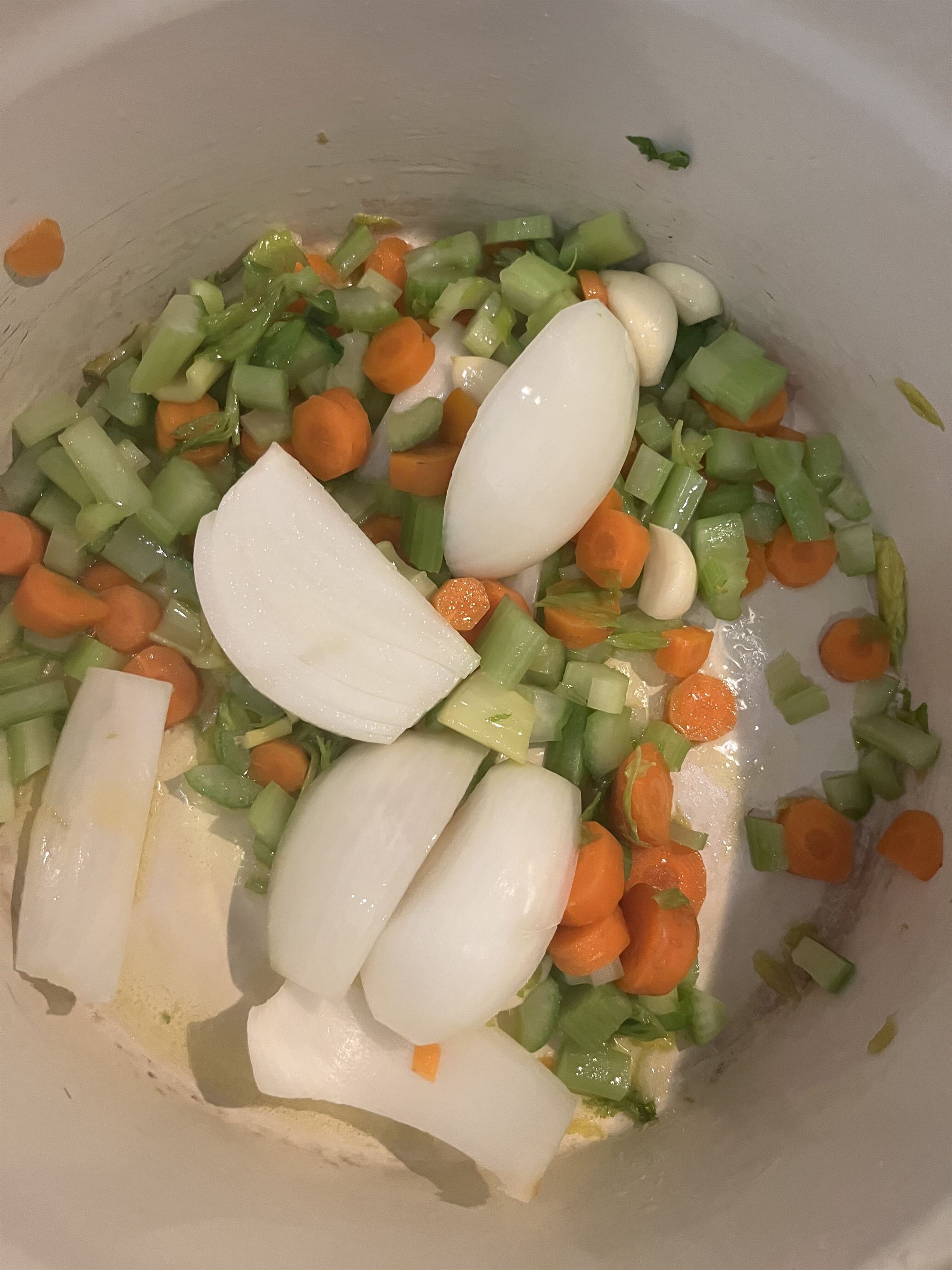 Saute the carrots, celery, onions and garlic first.
Courtney Lockwood | The Montclarion