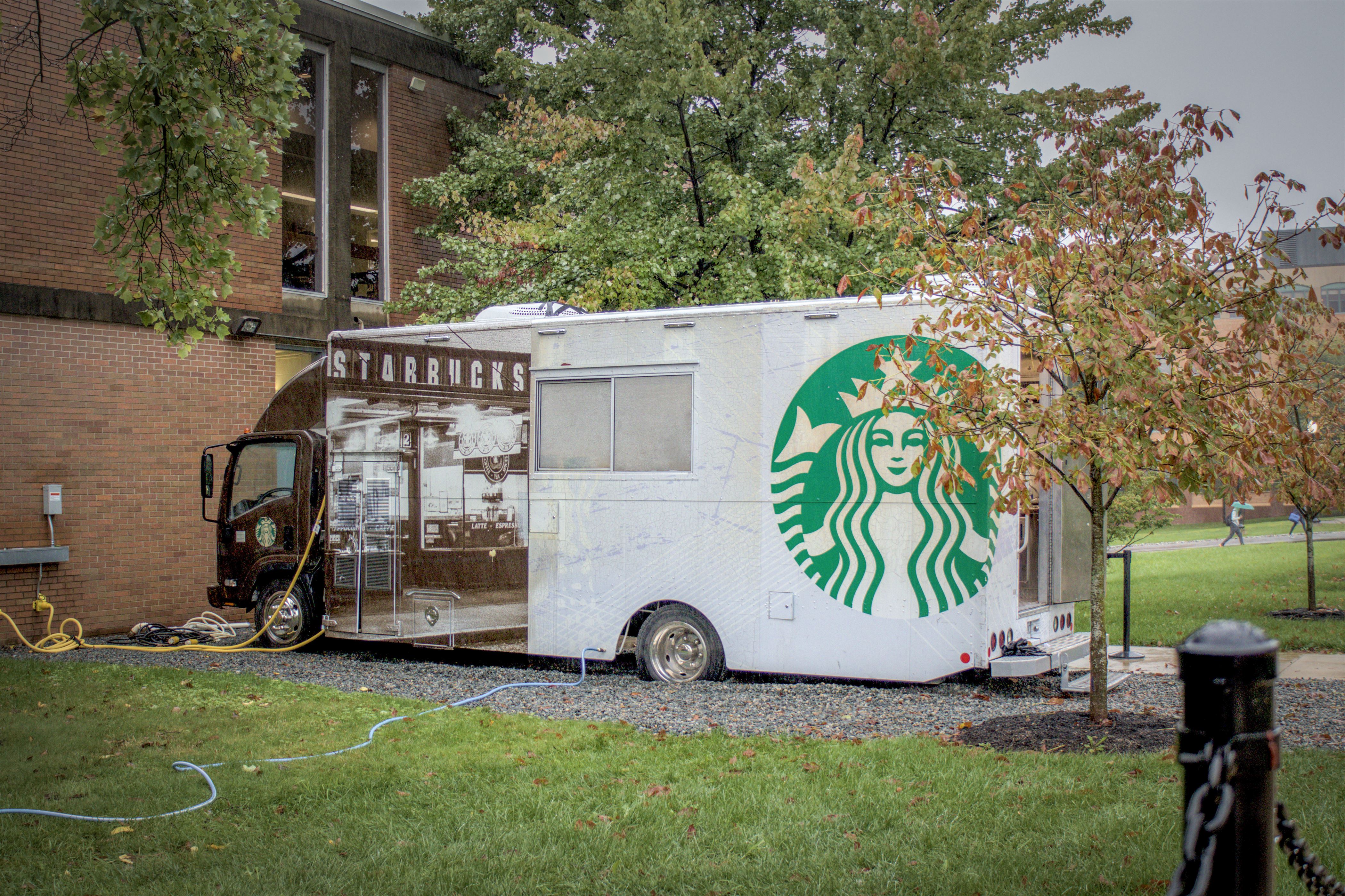 Teresa the Starbucks Truck sits next to Sprague Library. Allen Macaraeg | The Montclarion