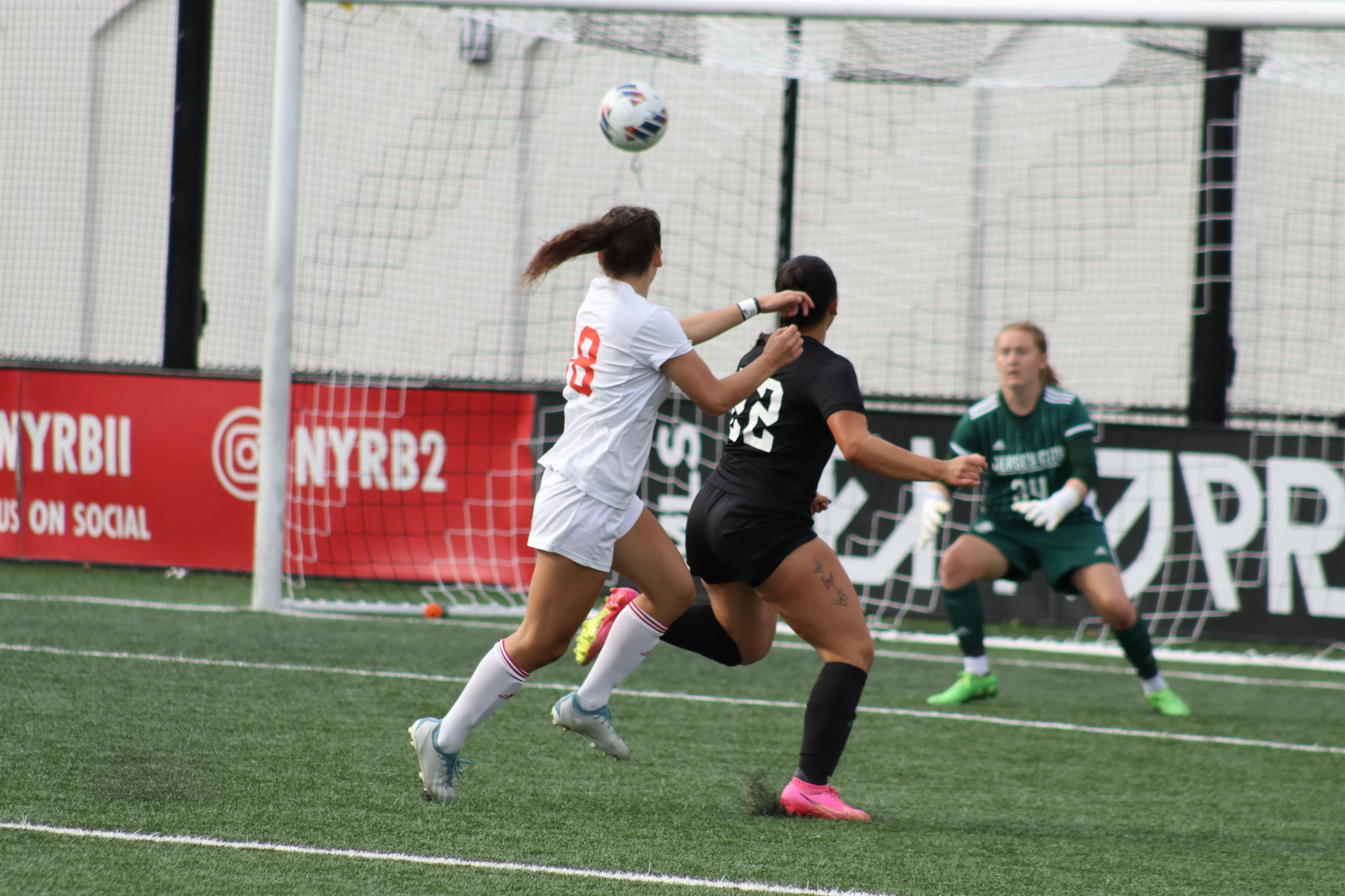 Senior Aileen Cahill scored just three minutes into the Red Hawks first NJAC game of the season. Photo courtesy of Trevor Giesberg