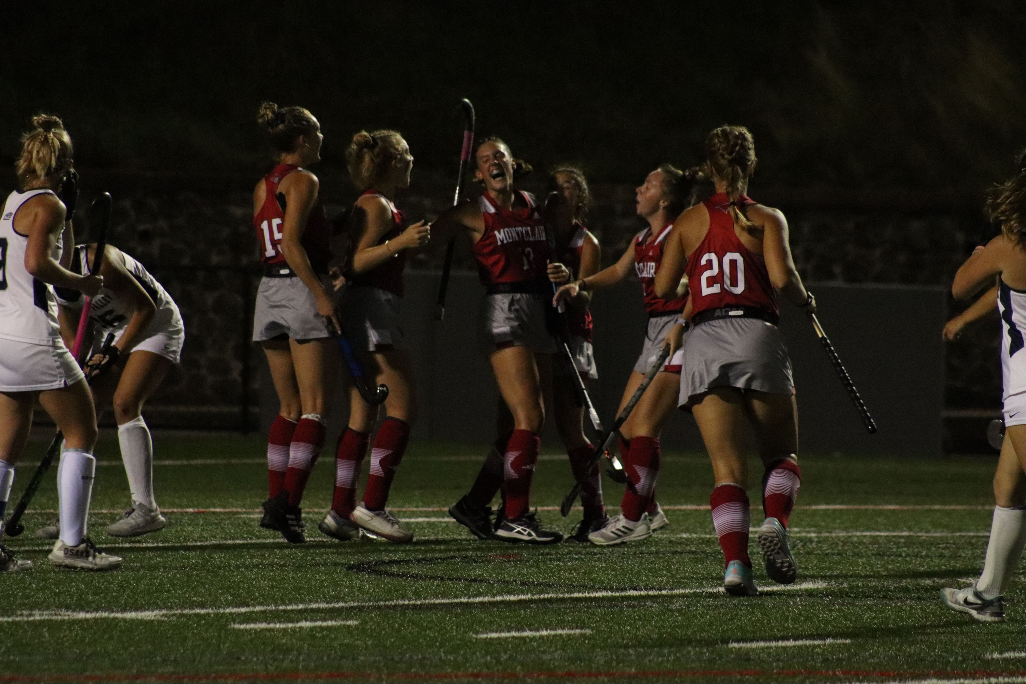 Junior midfielder Kylie Compton showing the emotions after scoring early on. Photo courtesy of Trevor Giesberg