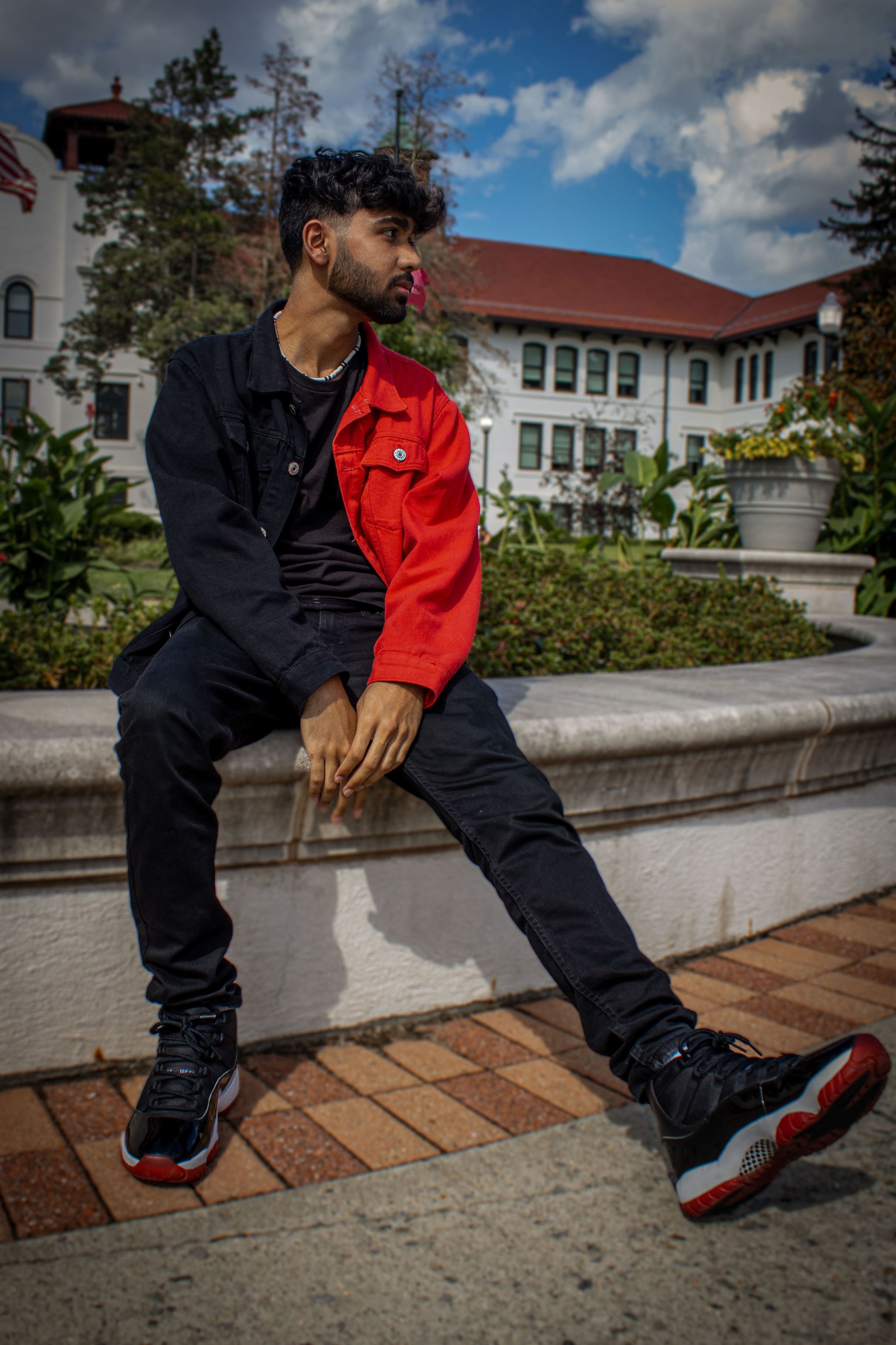 Mohamed Shahzaib, freshman biochemistry major, goes for an all black and red look.