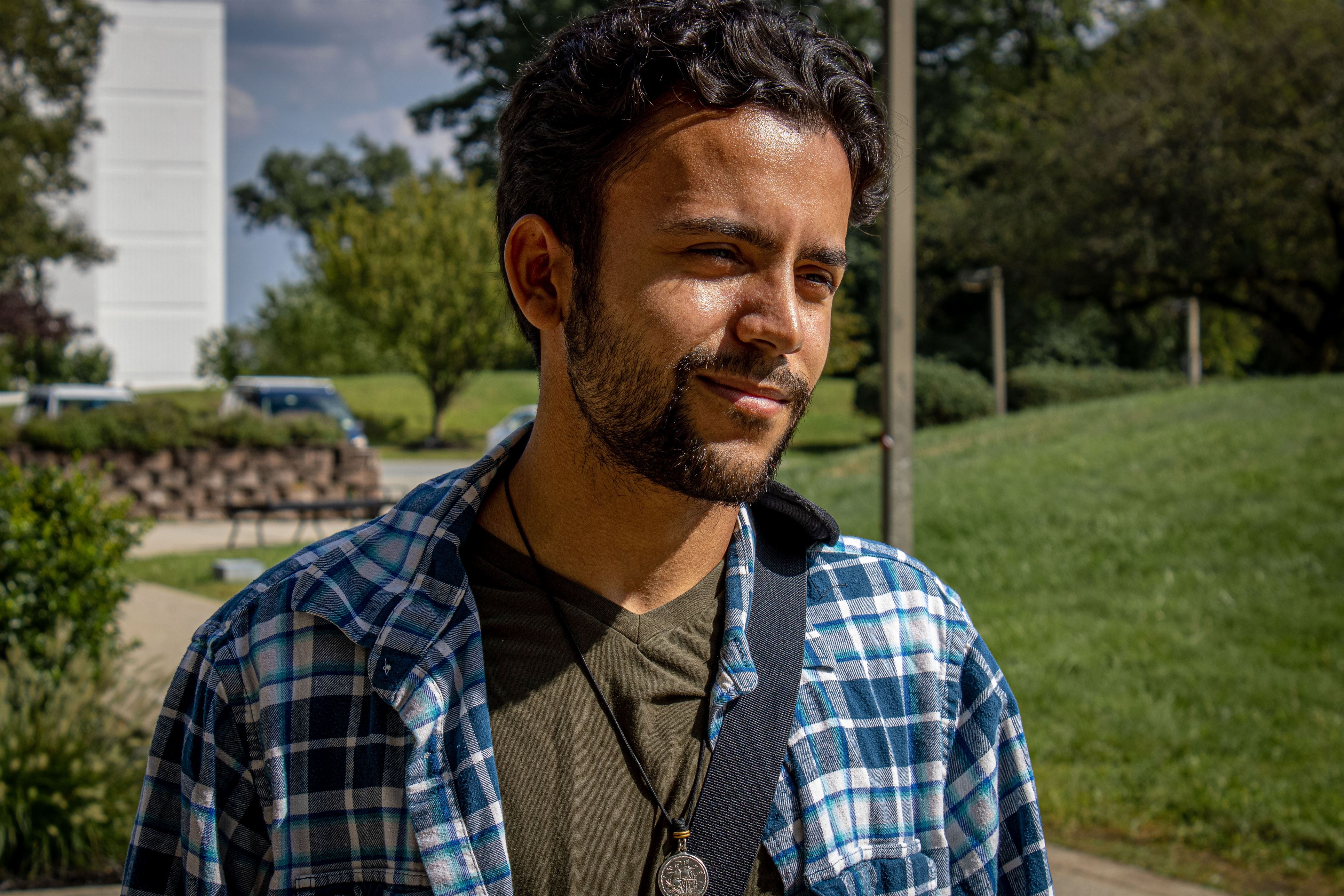 Lorenzo Maldonado, a junior history major, loves to wear flannels for fall.