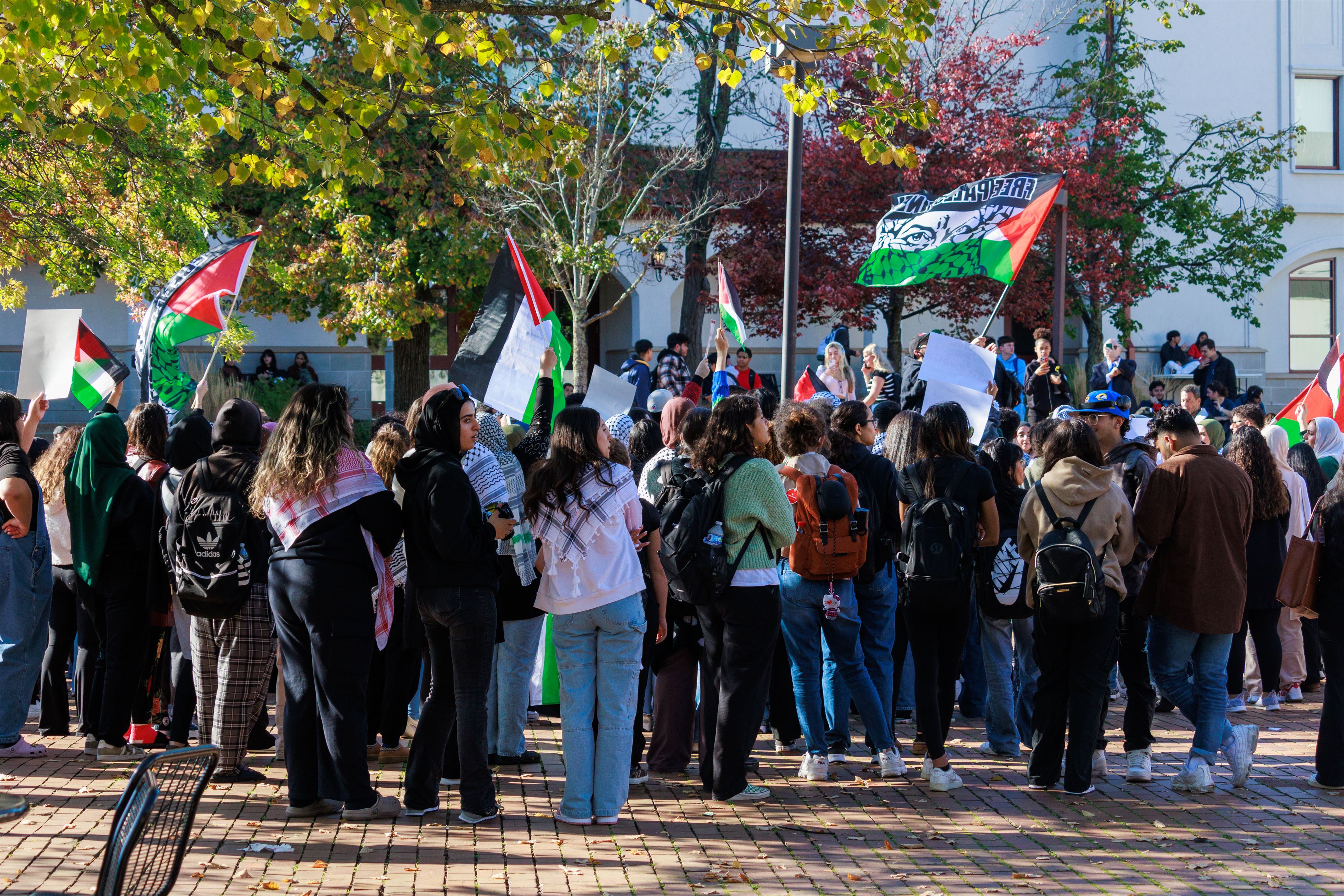 Students gathered in the Student Center Quad on October 12, 2023 for a pro-Palestinian protest.
Sal DiMaggio | The Montclarion