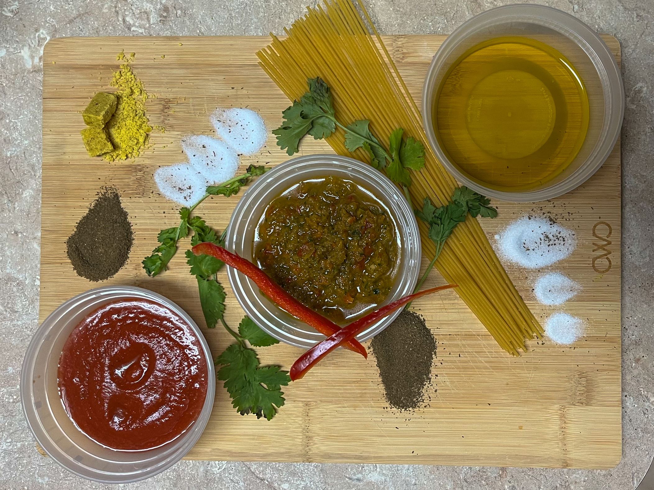 Cilantro or culantro, red pepper and oregano are one of the many ingredients in sofrito, the star of this dish!