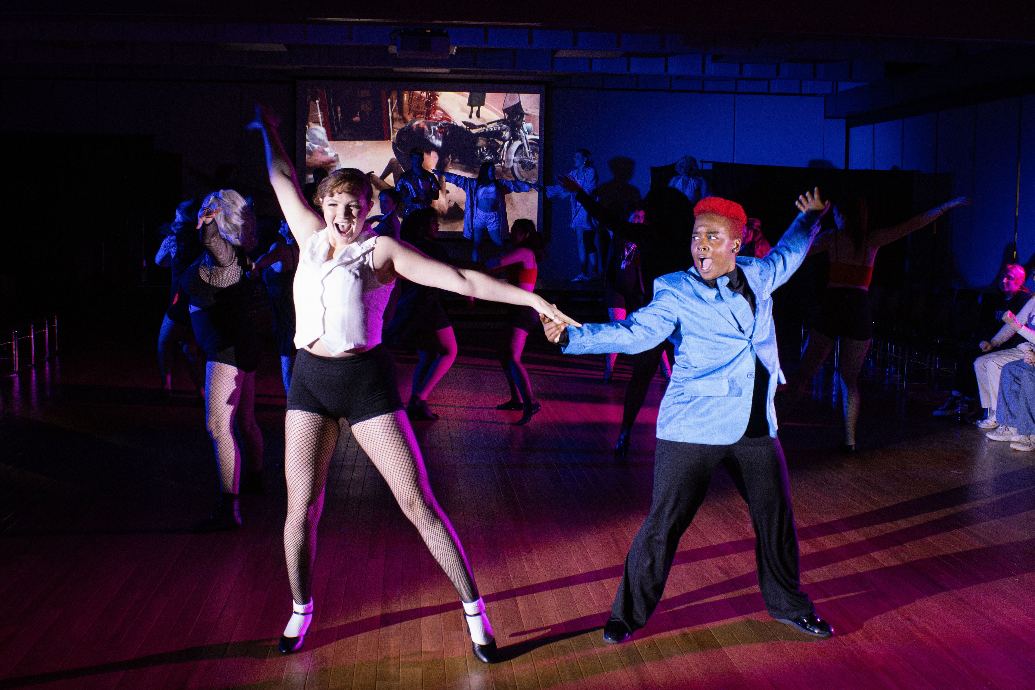 Eddie, played by Kaz Charles, and Columbia, played by Sofia Salerno, rocking out to "What Ever Happened to Saturday Night." Dani Mazariegos | The Montclarion