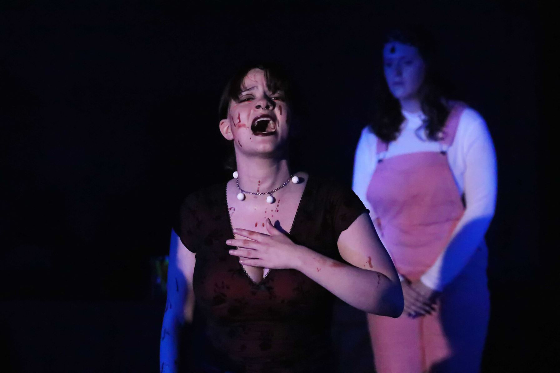 "Wrath" played by Sabrina Whikehart, sings the last note during a solo performance in first act of the play. Victoria Howell | The Montclarion