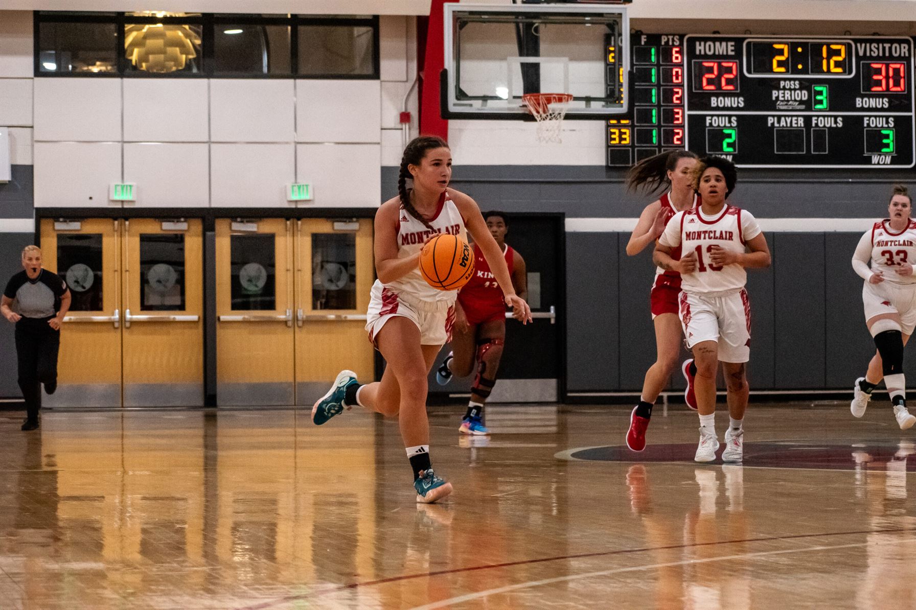 Sophomore guard Alexis Strollo pushing the pace against King's College. Danny Deronde | The Montclarion
