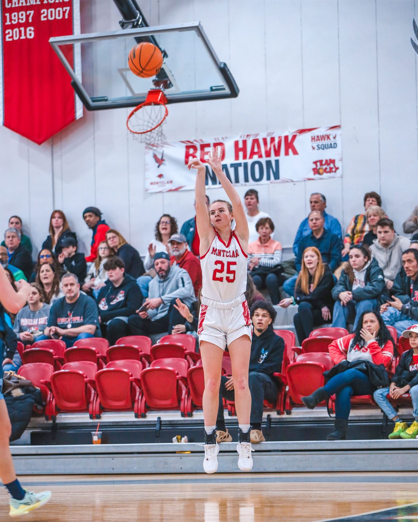 Sophomore Shannon Hughes connected on seven three pointers in the win. Markell Robinson | The Montclarion