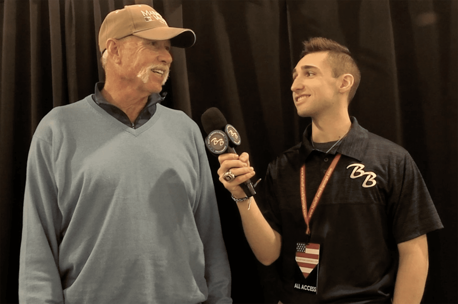Pinckney interviewing former New York Yankees and Hall of Fame pitcher Rich "Goose" Gossage. Photo courtesy of Billy Pinckney