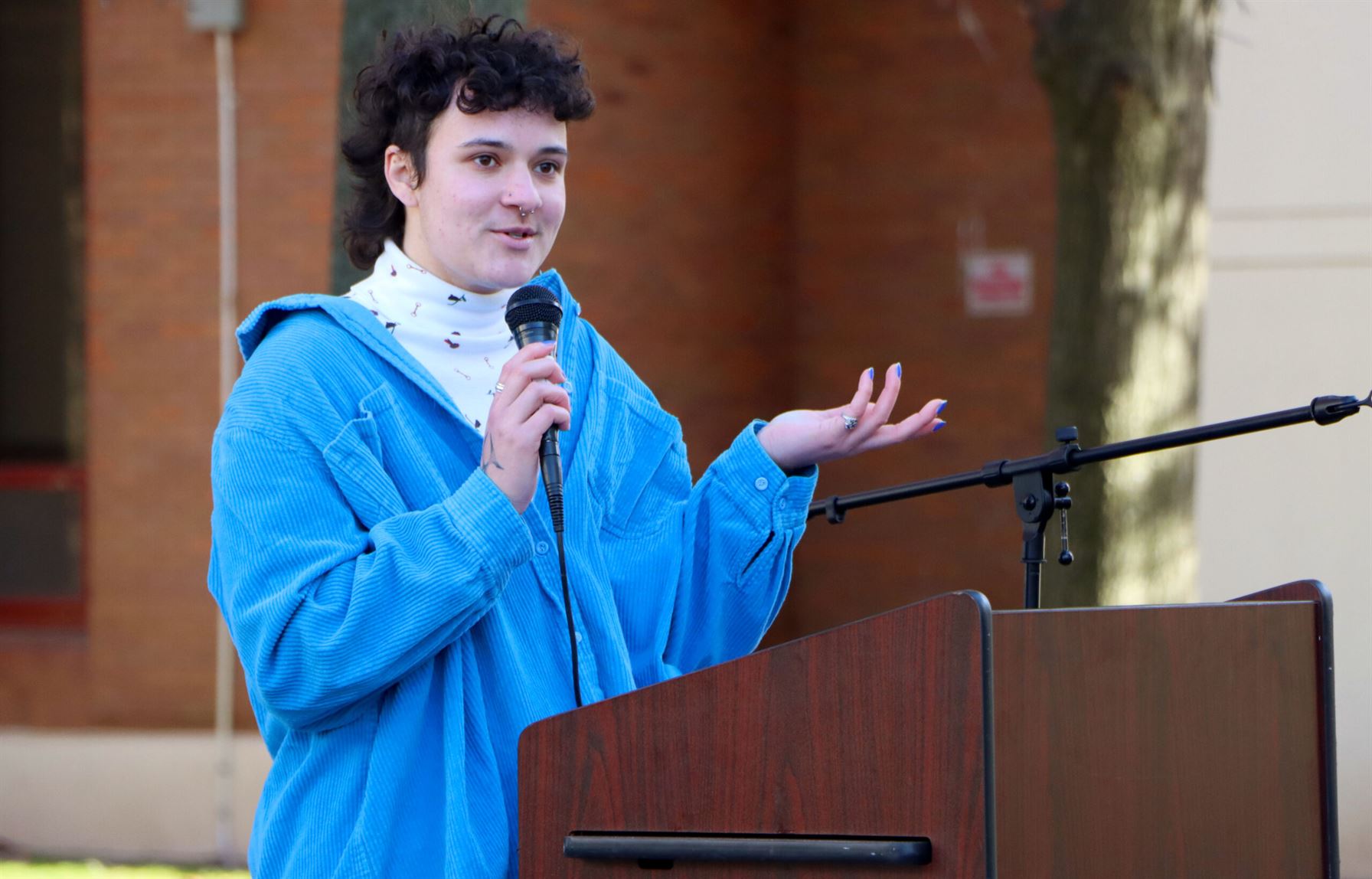 Roman Rodriguez, an intern for the Gender, Sexuality, and Women's Studies (GSWS) program, talked about how impactful programs like GSWS can be. Claudia Martillo | The Montclarion