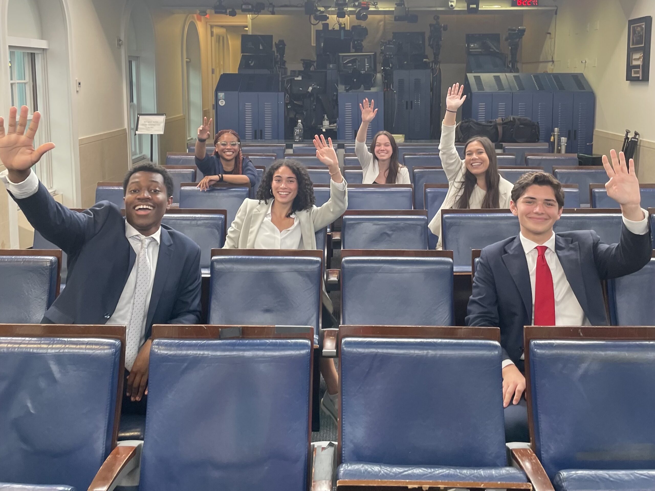 Richard Steiner-Otoo and his fellow interns at the Office of Public Engagement in the White House Briefing Room. 
Photo courtesy of Richard Steiner-Otoo