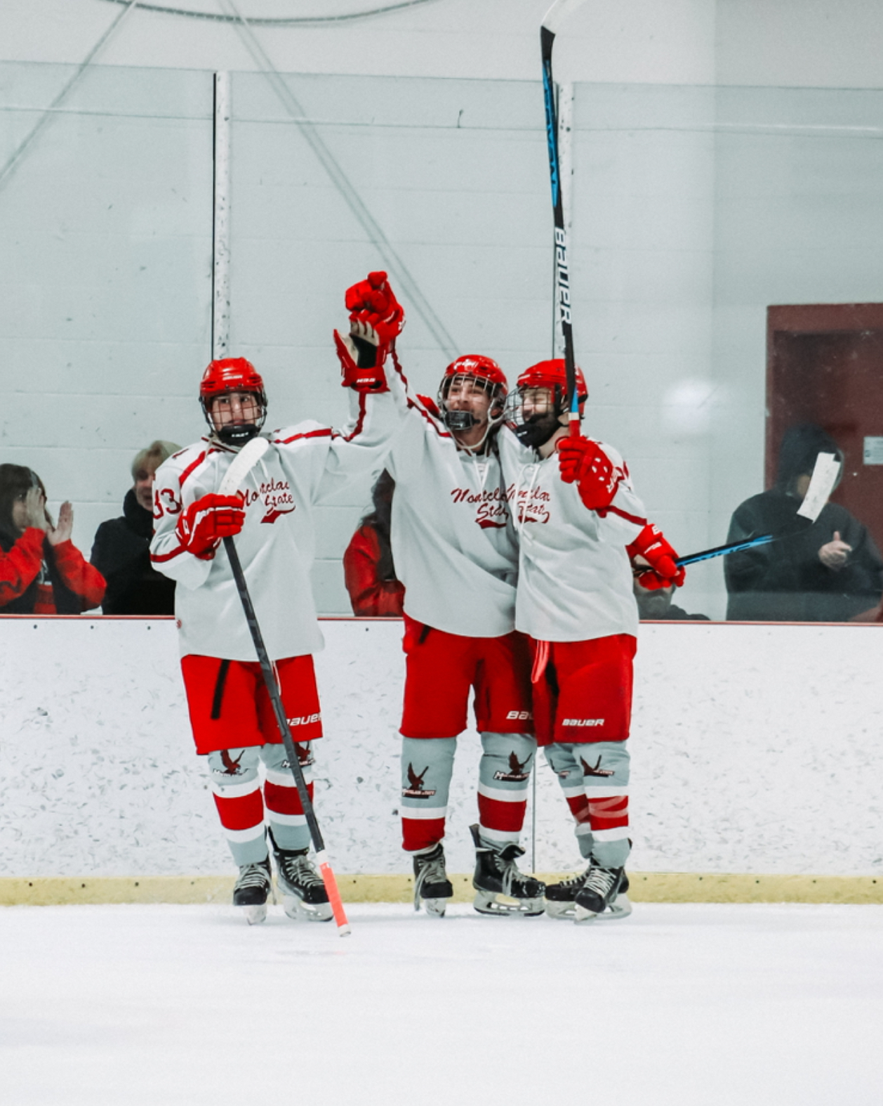Celebration after breaking the 4-4 tie between the Redhawks and Rider