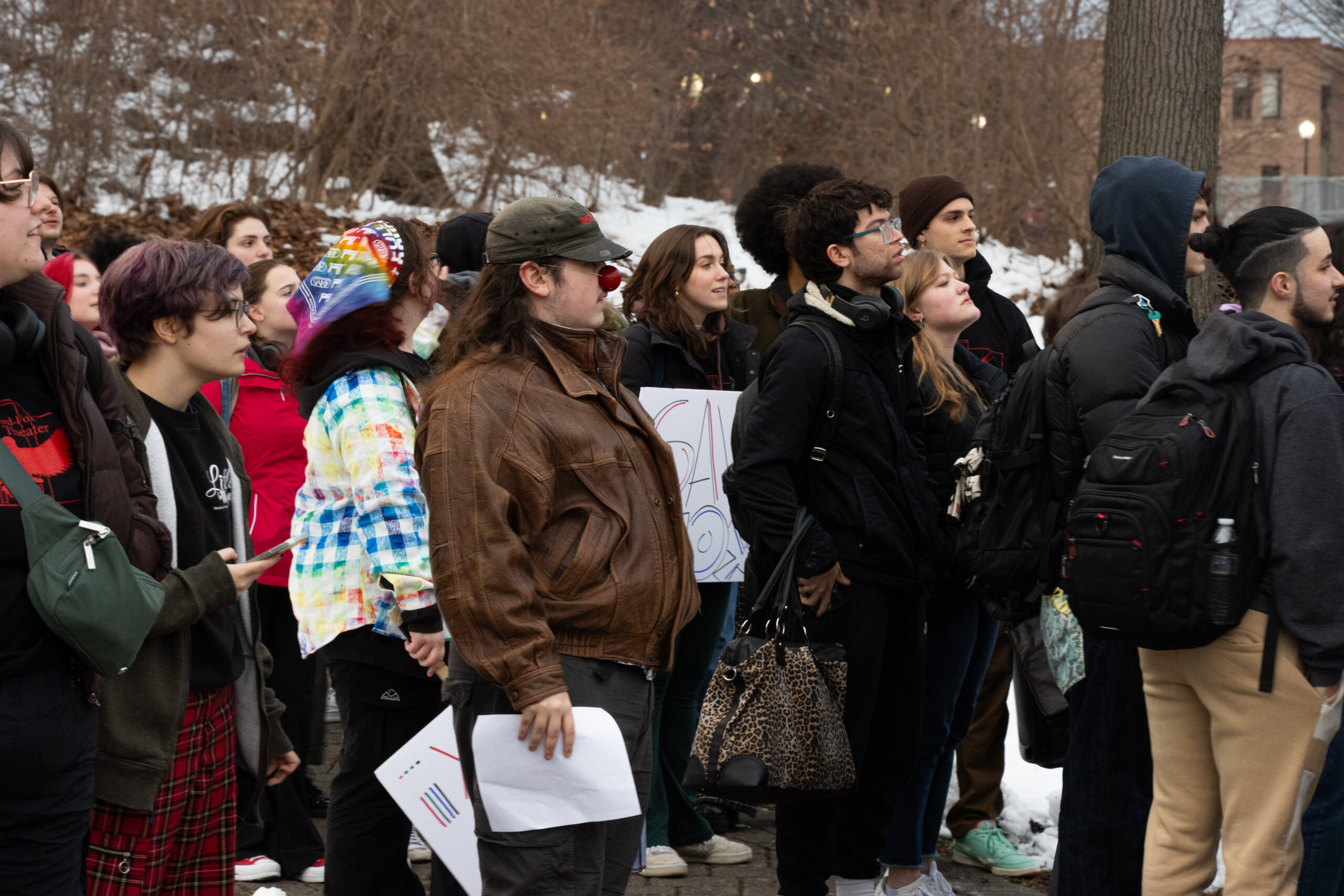 Students rallying for Fox Theatre. Natalia Severino | The Montclarion