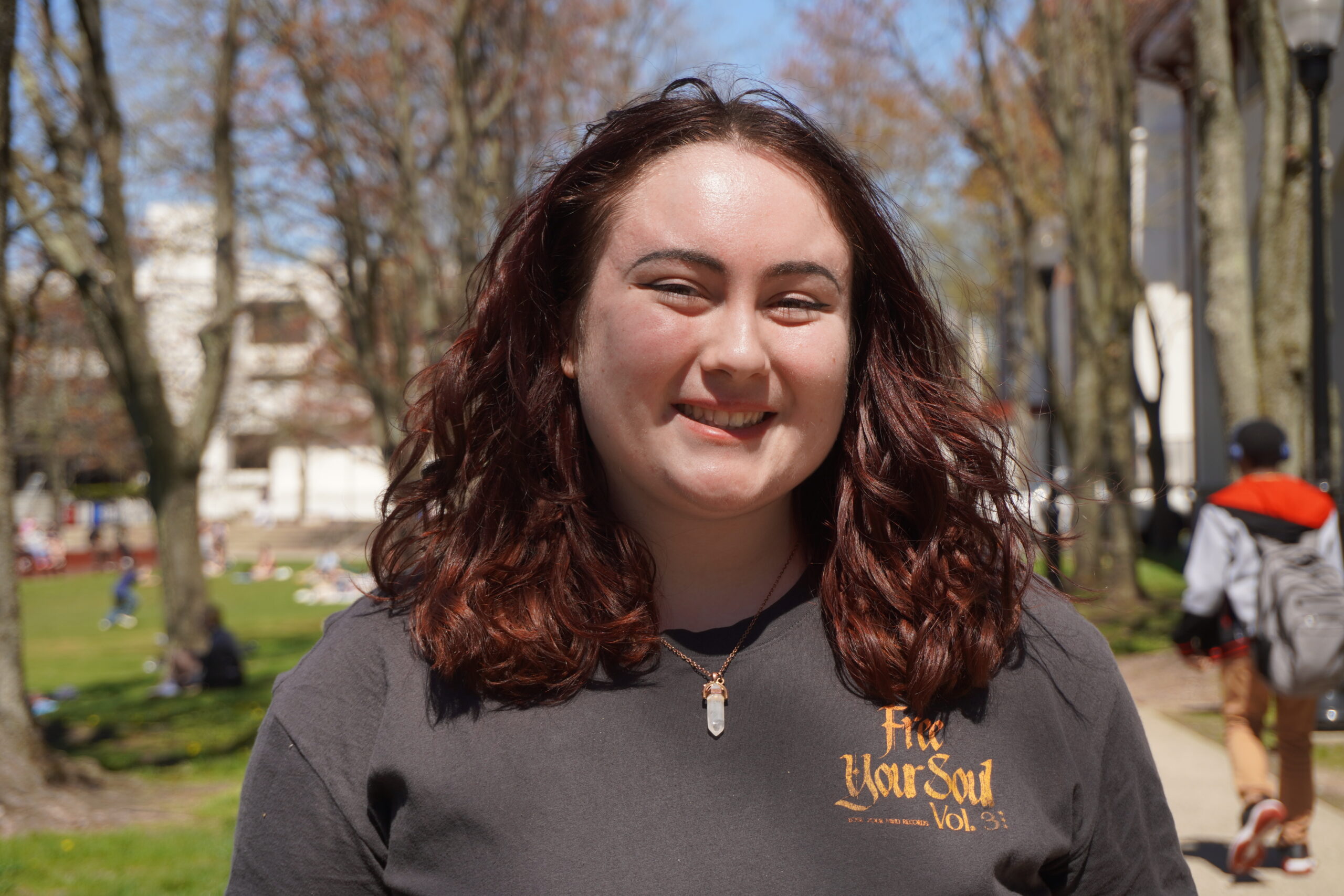 Mary Gray, a sophomore theater studies major, remains politically engaged on online social media platforms. Jordan Reed | The Montclarion