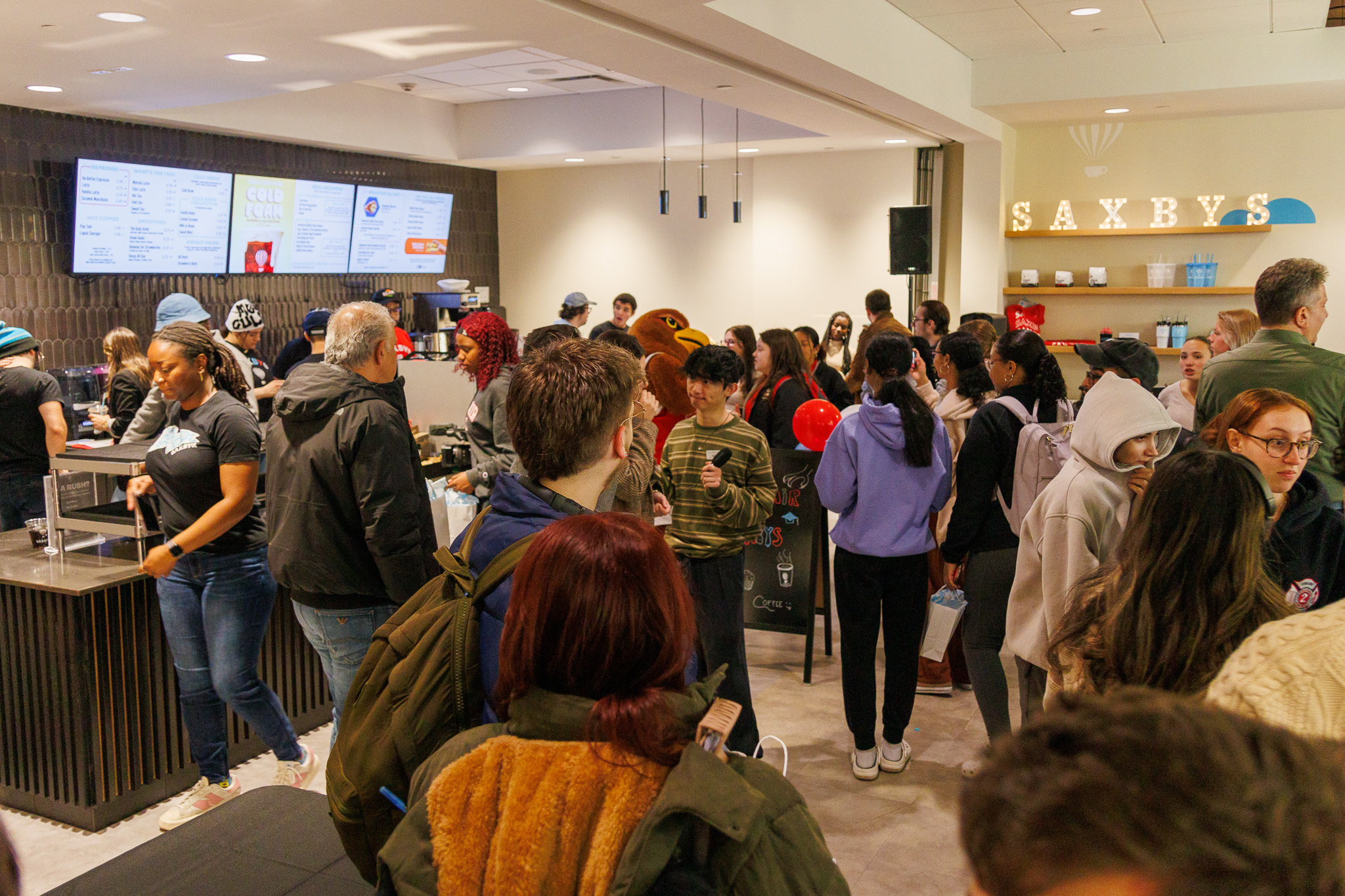 Students gathered on the first floor of the School of Business for the grand opening of Saxby's Cafe.
Sal DiMaggio | The Montclarion