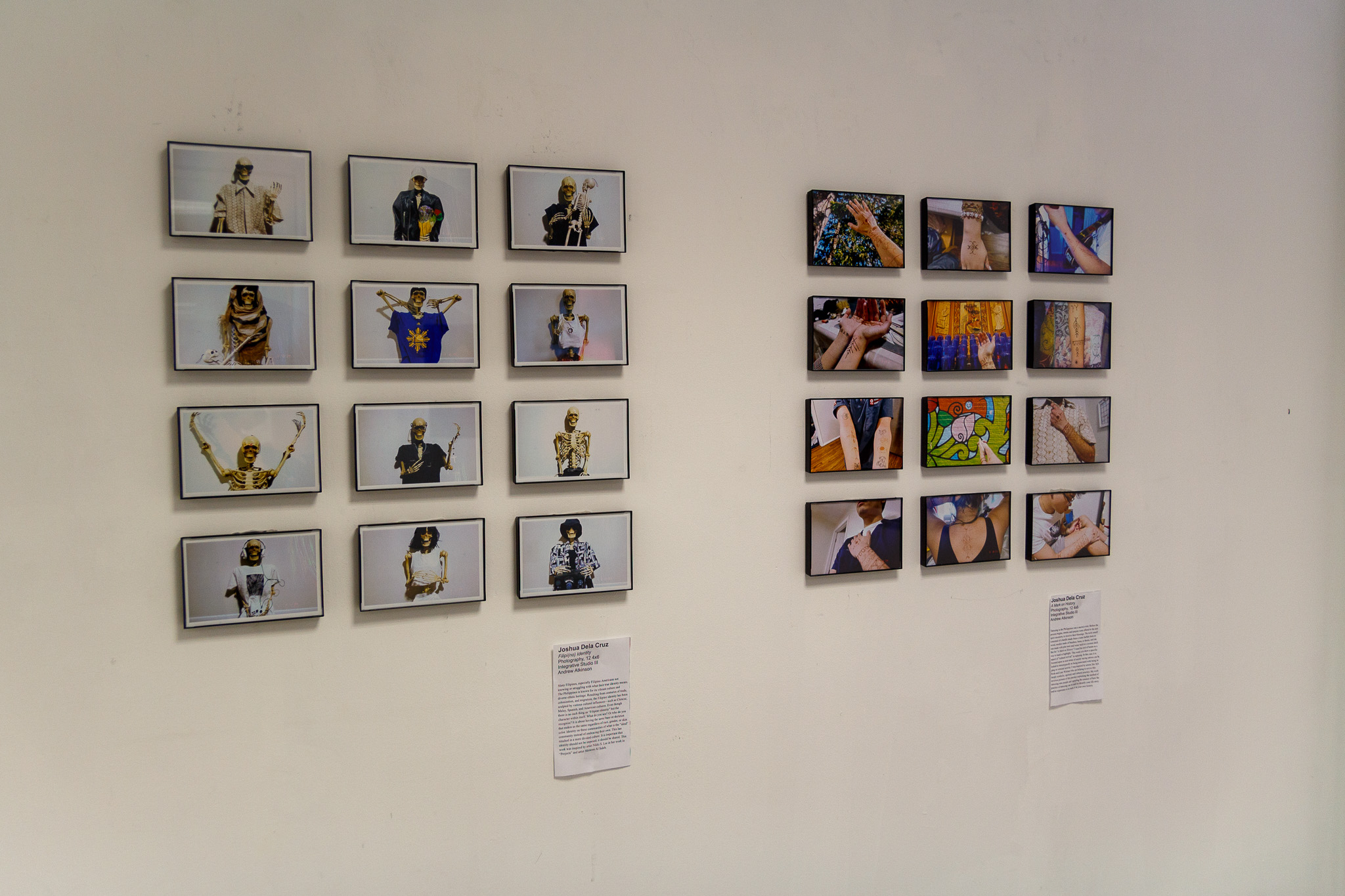 Student photography projects line the walls of the Time and Photo Student Showcase. Sal DiMaggio | The Montclarion