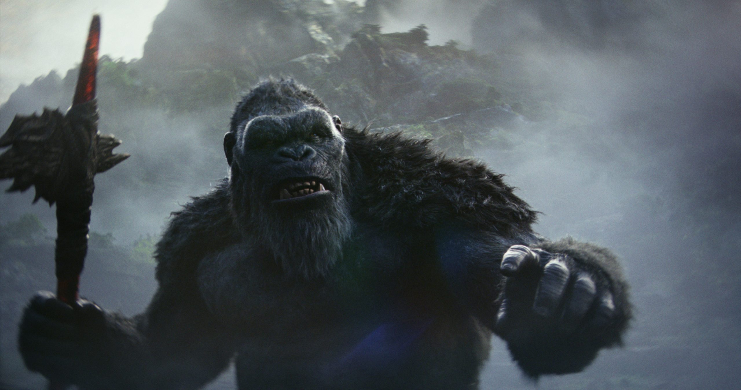 Kong, with the second most shocking weapon he uses in this scene. Photo courtesy of Legendary Pictures