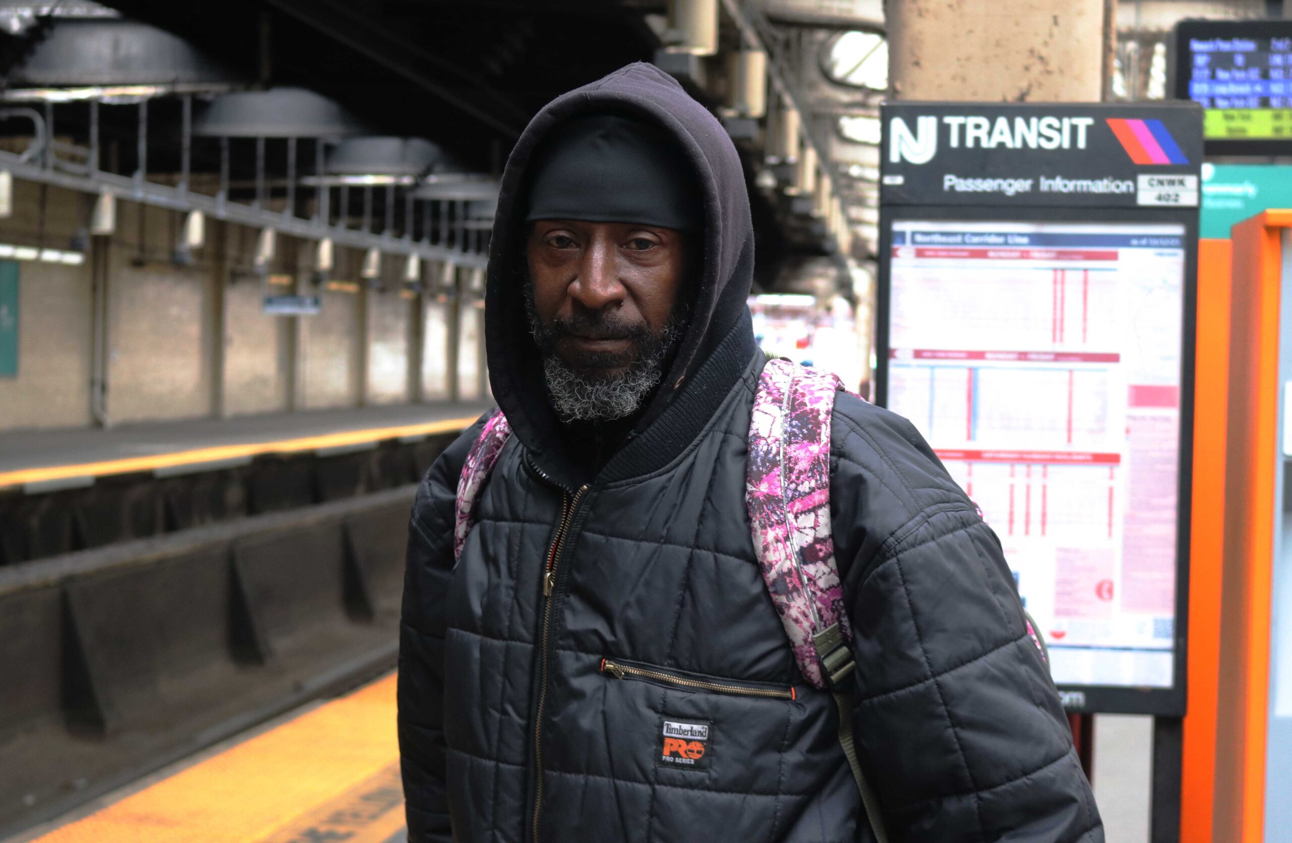Tafawa Balagun, NJ commuter, stands on train platform inside Newark Penn Station. Nadya Grisczenkow | The Montclarion