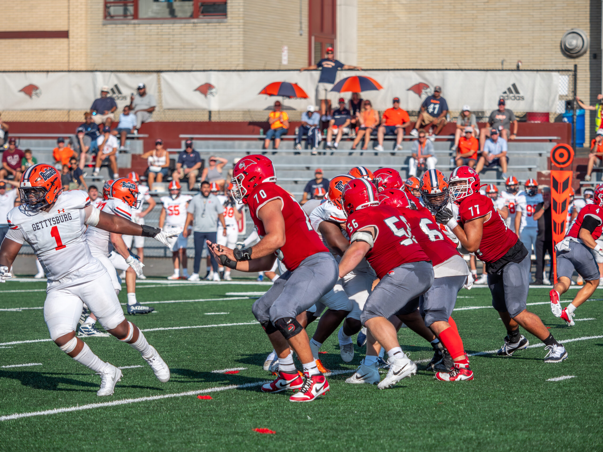 The Montclair State offensive line gave junior running back Henry Lewis room to run.