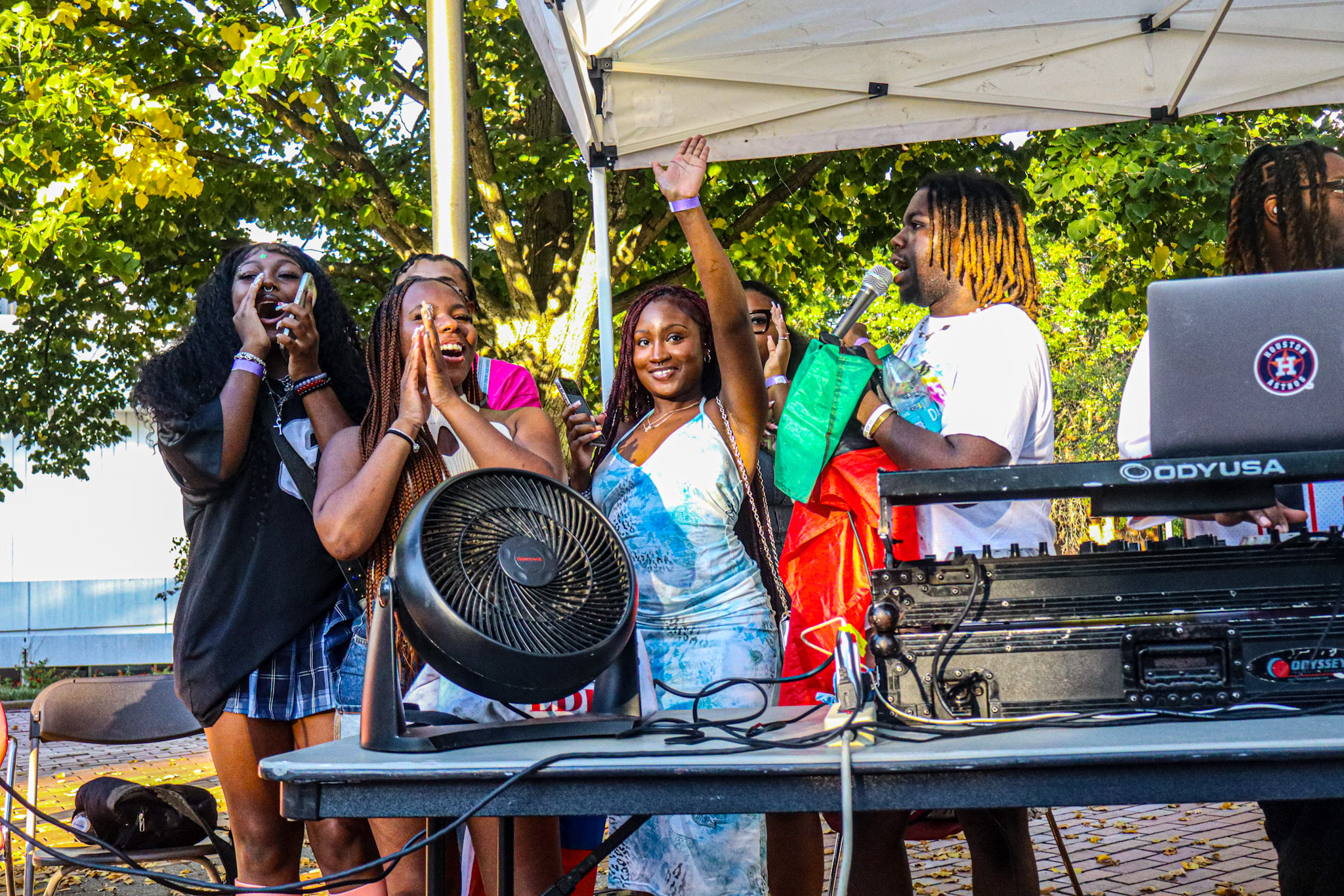 Christian Warren, Nylah Hetsberger, Veronica Legerme, Shamari Crawford and Deja Hardwick E-board members thanking the guests for coming  to the party. David Bien-Aime┃The Montclarion