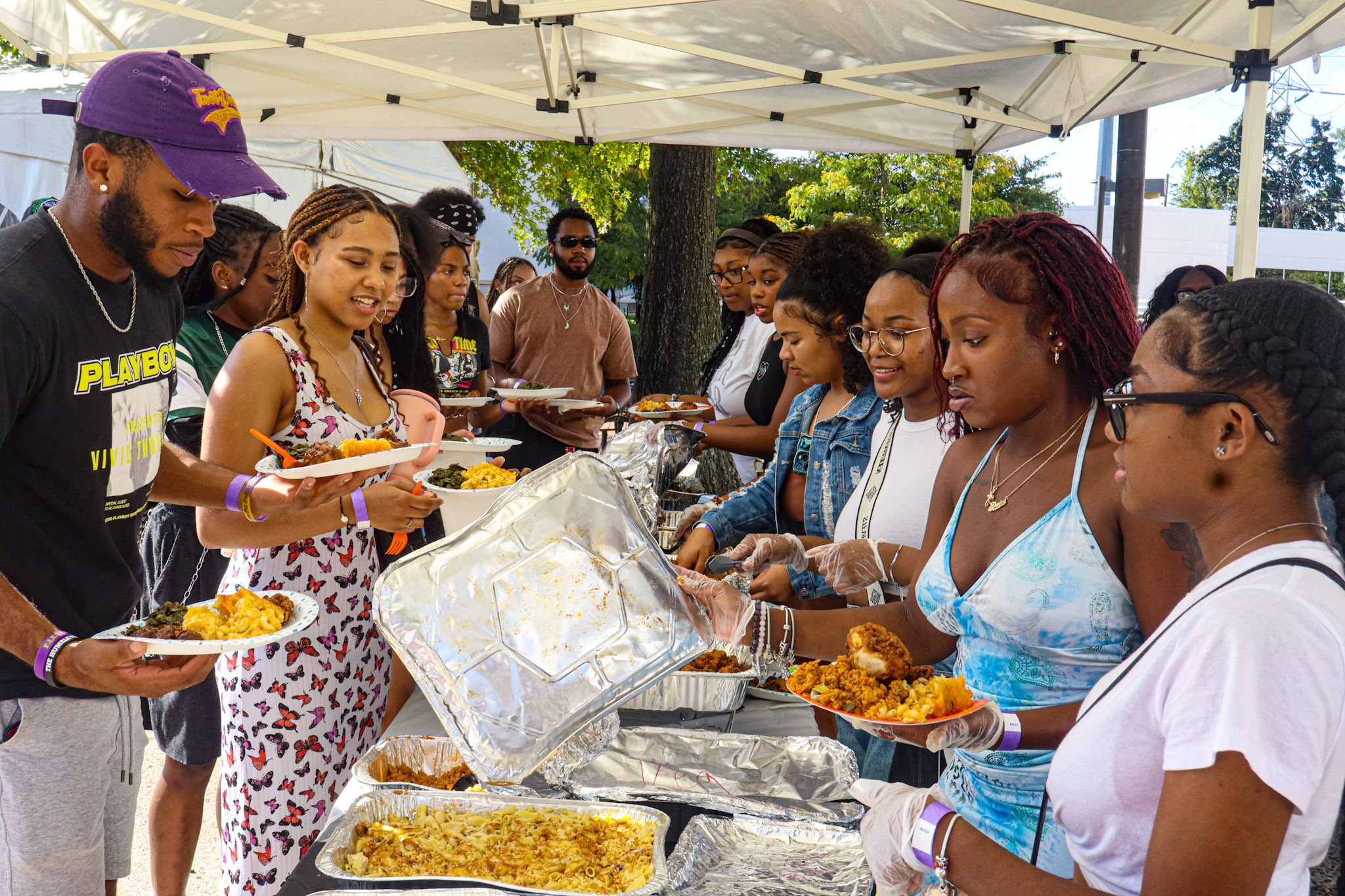 BSU party attendees lining up to get their food at the event. David Bien-Aime┃The Montclarion