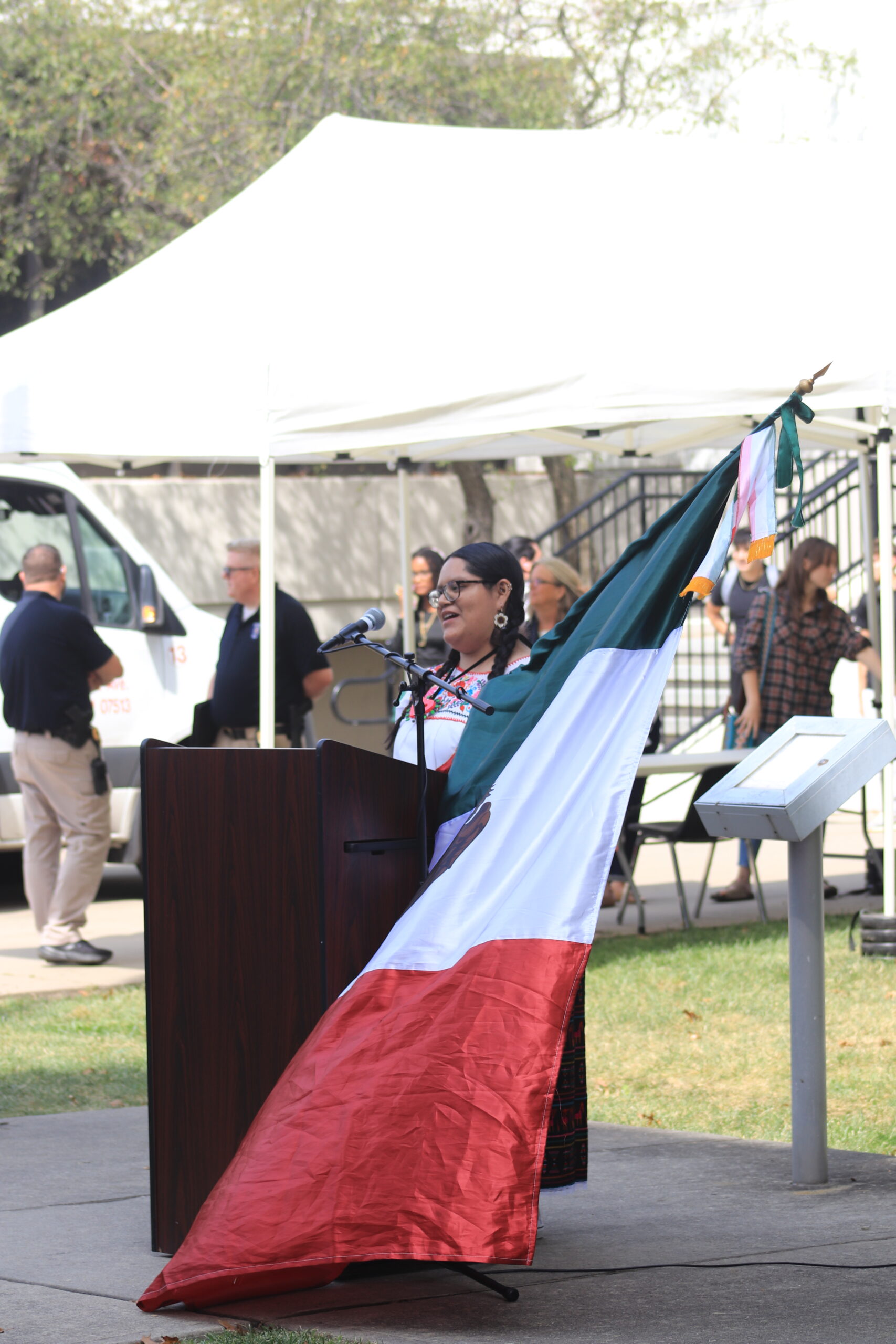 MASA President, Nereida Delgado Garcia addressing the crowd.