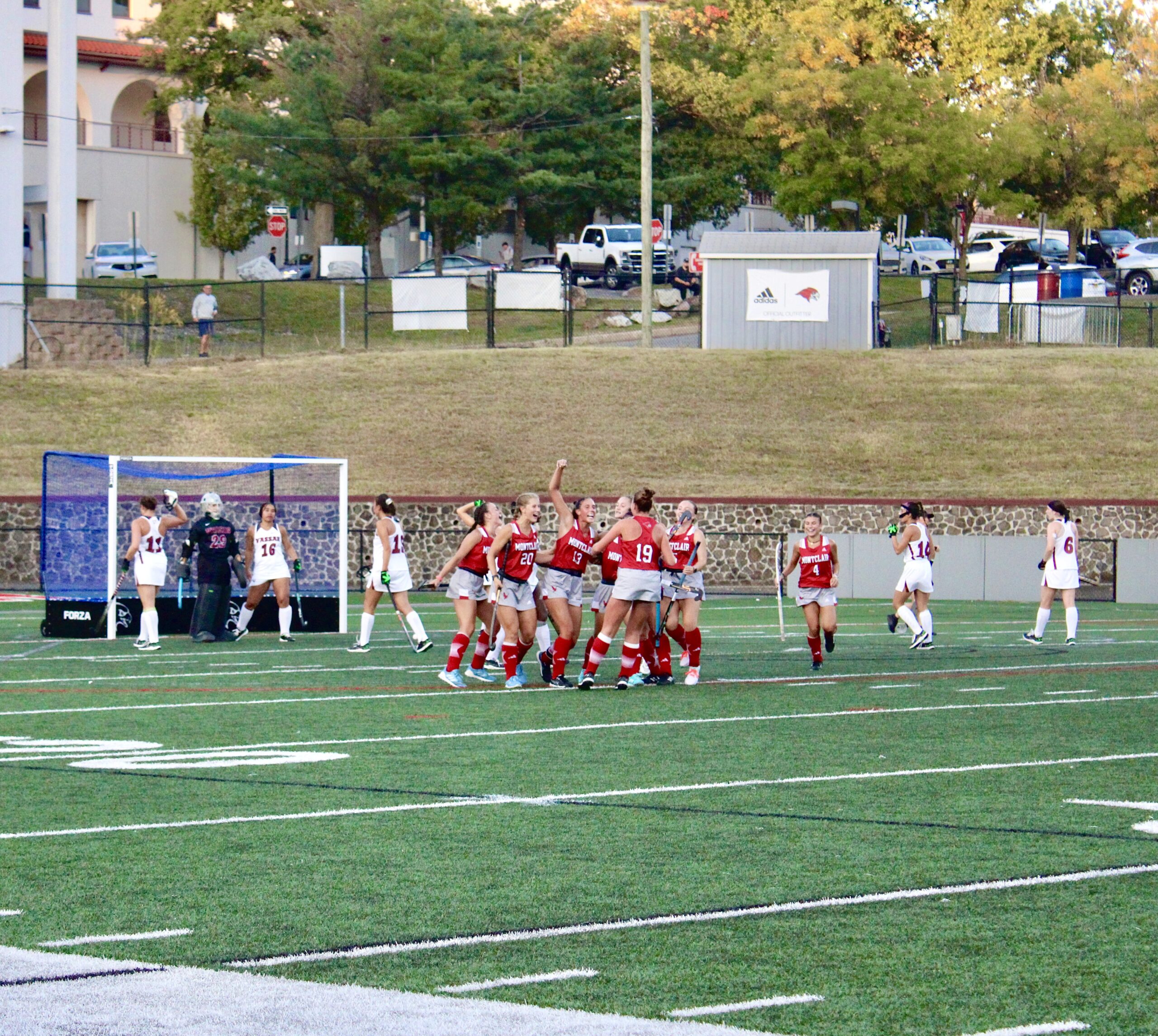 Compton celebrates a goal.